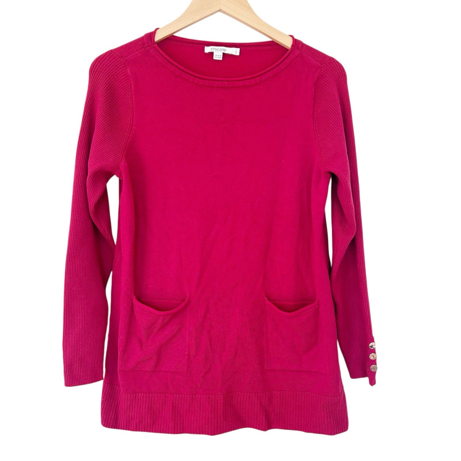 Chicos Chicos Red Front Pocket Sweater Sz M Size M / US 6-8 / IT 42-44 - 1 Thumbnail