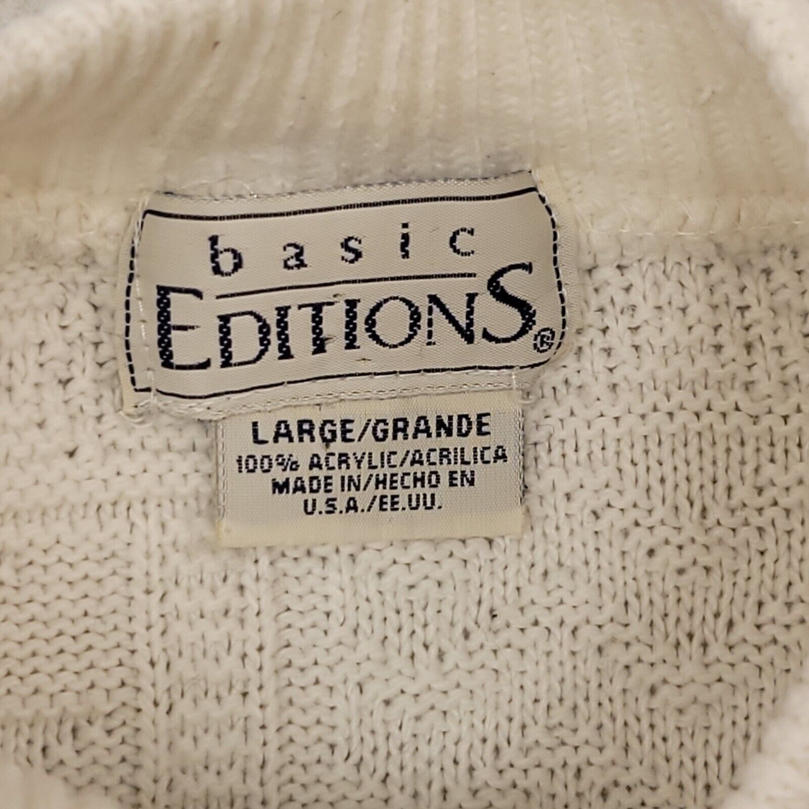 Basic Editions Basic Editions Cotton Sweater Womens Size Large L White Size L / US 10 / IT 46 - 3 Thumbnail