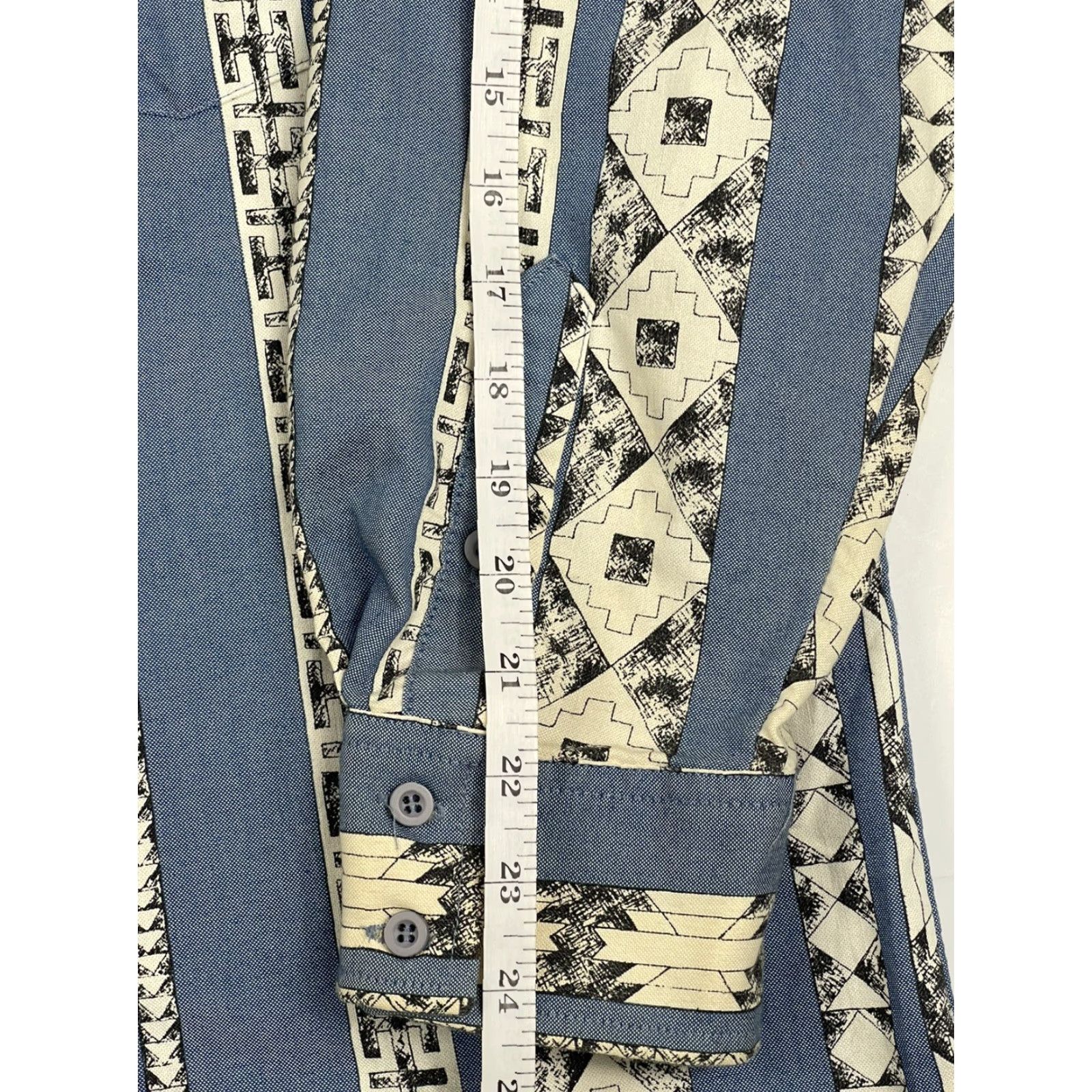 Roper VINTAGE ROPER Shirt Mens XL Blue Aztec Geometric 100% Cotton Button-Up Western Cowboy 90s Retro USA Size US XL / EU 56 / 4 - 7 Thumbnail