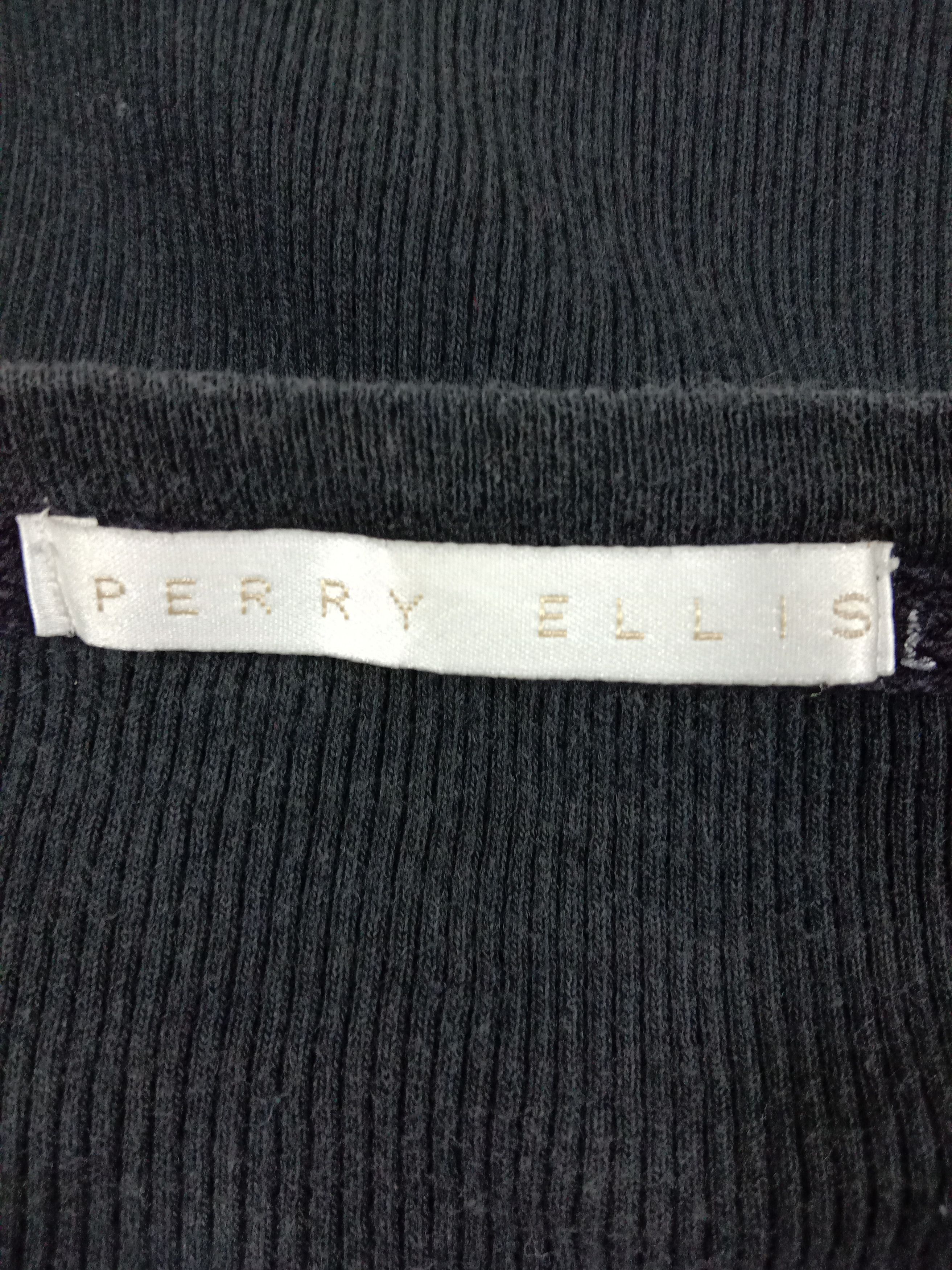 Perry Ellis Vintage Perry Ellis Ribbed Black Tee Size US M / EU 48-50 / 2 - 5 Thumbnail