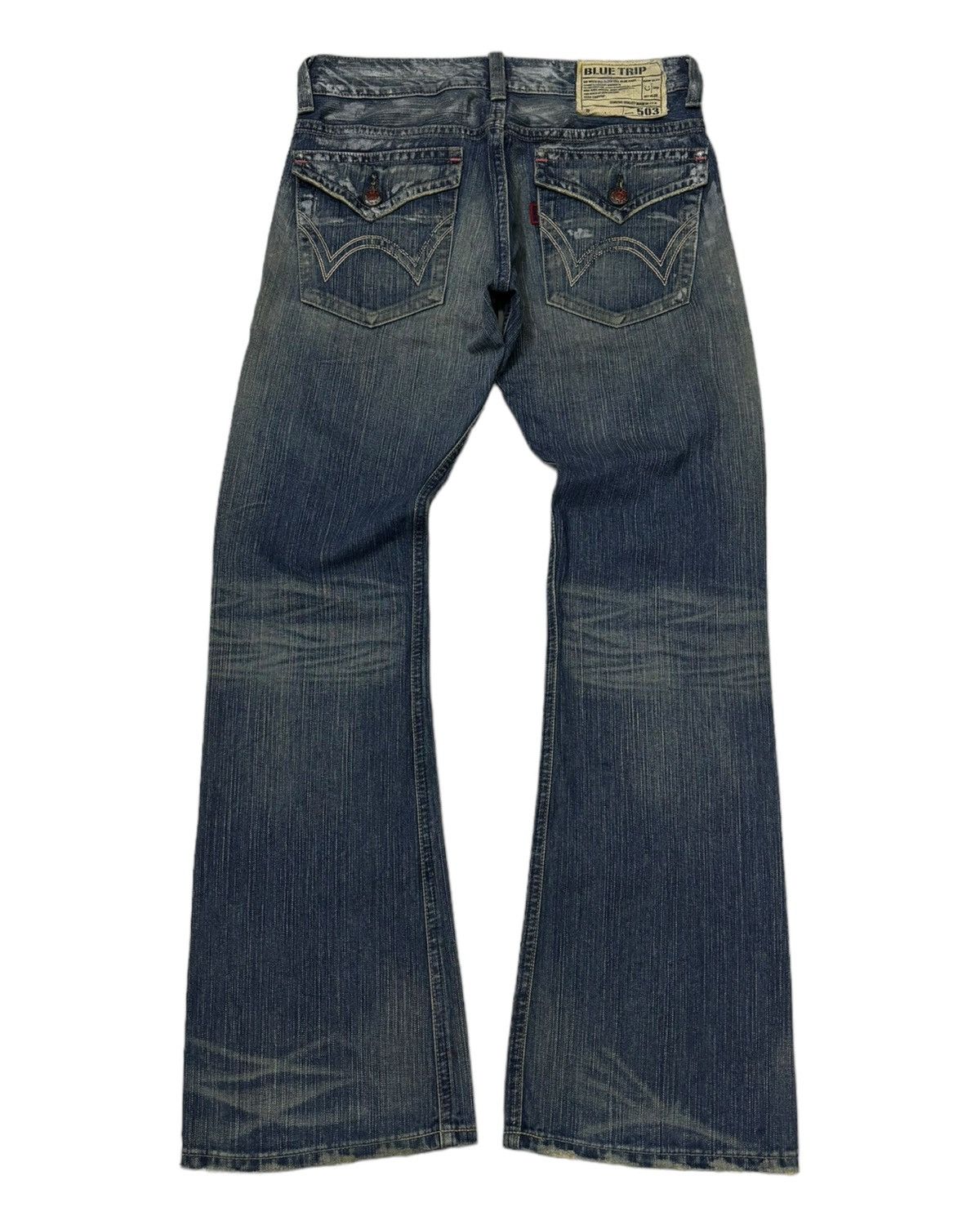 14th Addiction FLARED🔥VINTAGE EDWIN 503 FLARE DISTRESSED DENIM JEANS Size US 32 / EU 48 - 2 Thumbnail