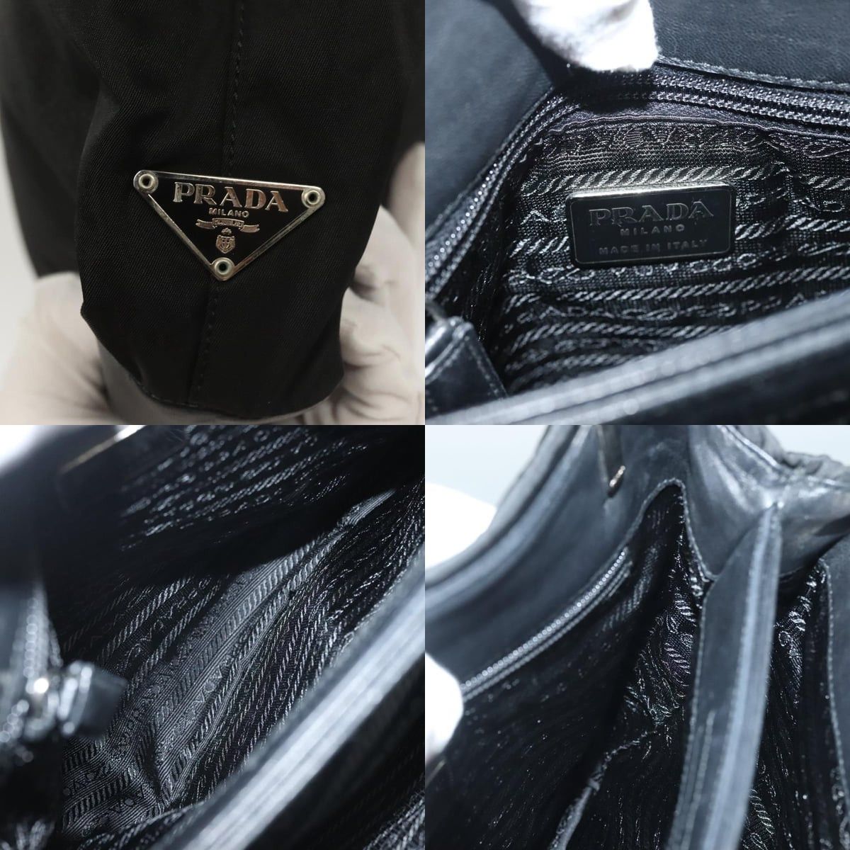 Prada PRADA Hand Bag Nylon Black Silver Size ONE SIZE - 11 Thumbnail