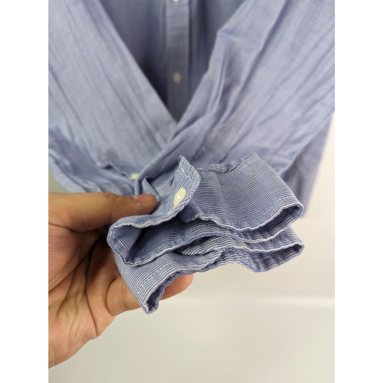 J.Crew J Crew Button-Up Chambray Shirt Blue Stripe Men's Medium Lightweight Casual Preppy Classic School Button-Down, Regular Fit, Long Sleeve, Cotton Size US M / EU 48-50 / 2 - 3 Thumbnail