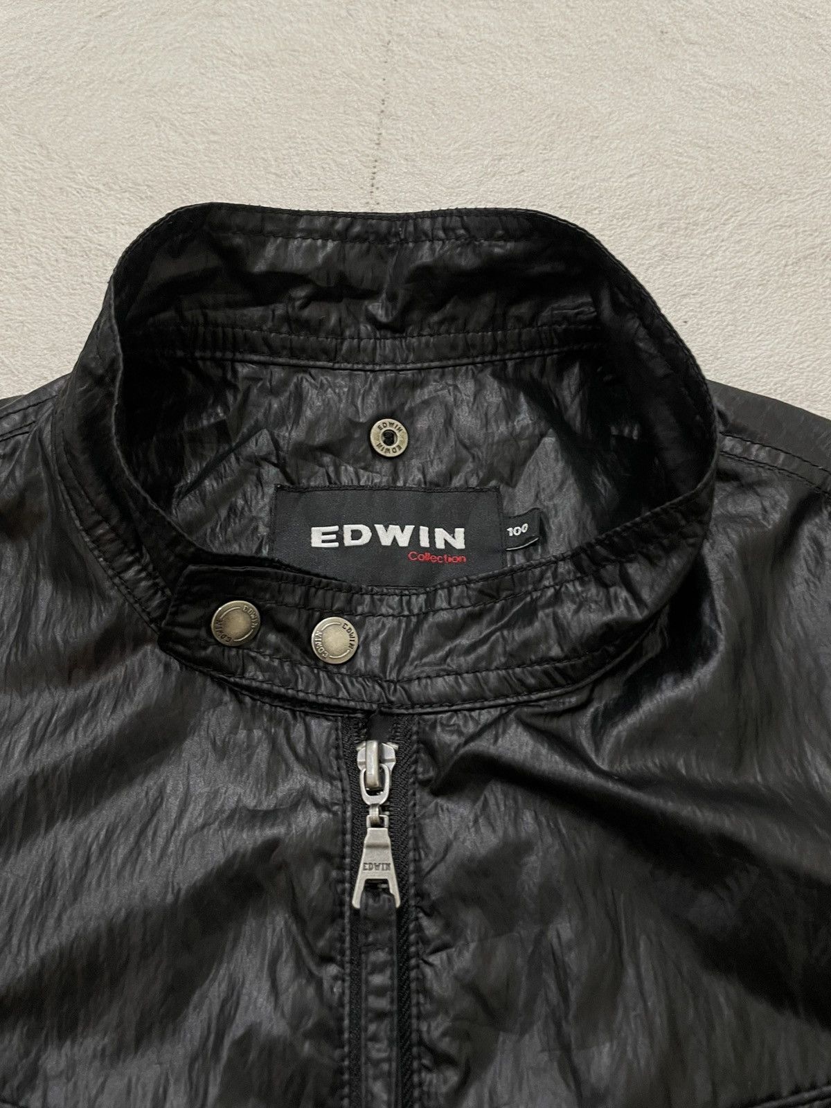 Edwin 2000s Edwin Black Crinkled Nylon Biker Jacket LGB If6was9 Size US L / EU 52-54 / 3 - 6 Thumbnail