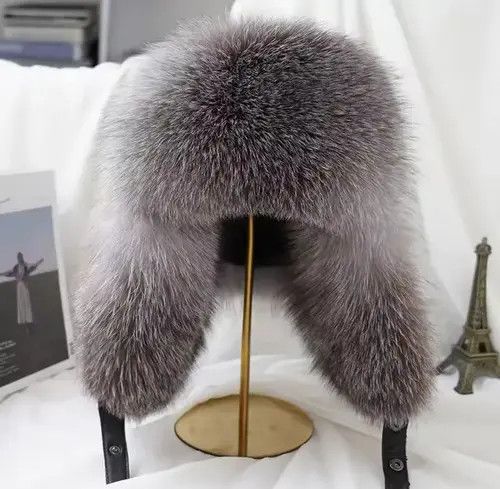 VIBE Real Fur Ushanka Winter Russian Natural Leather Hat Size ONE SIZE - 5 Thumbnail