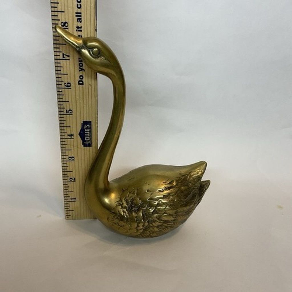 The Unbranded Brand VTG RetroBrass Swan Geese Figurine MCM Mid Century Brid 8" T Size ONE SIZE - 3 Thumbnail