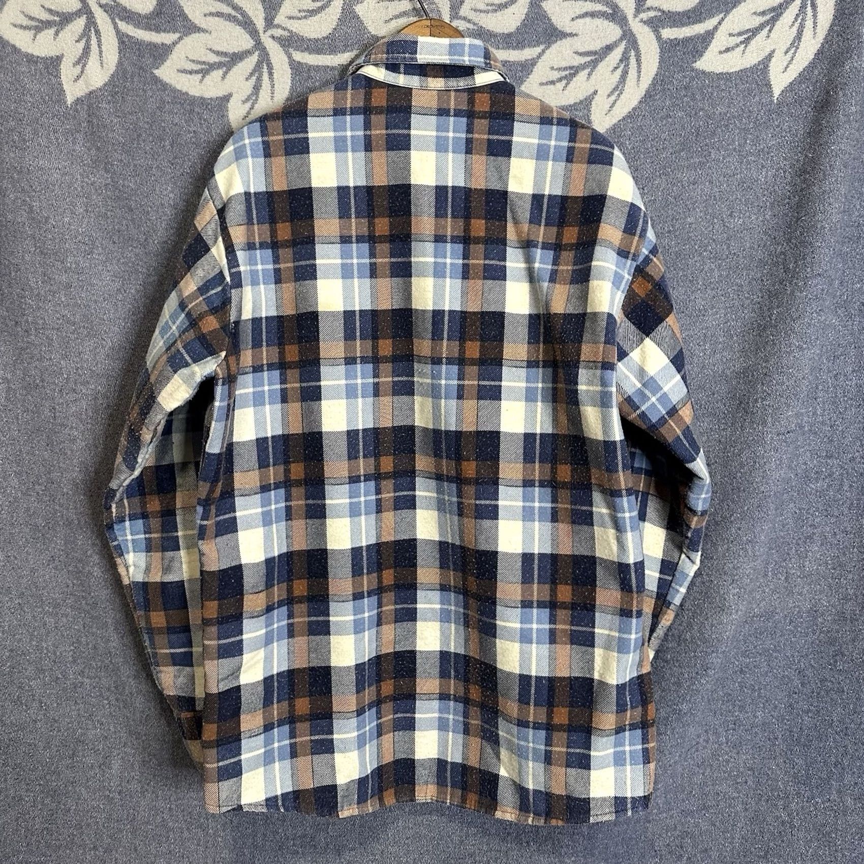 Sears VINTAGE Sears Fieldmaster Flannel Shirt Jacket Pocket Large Tall 16 Plaid Blue Size US L / EU 52-54 / 3 - 6 Thumbnail