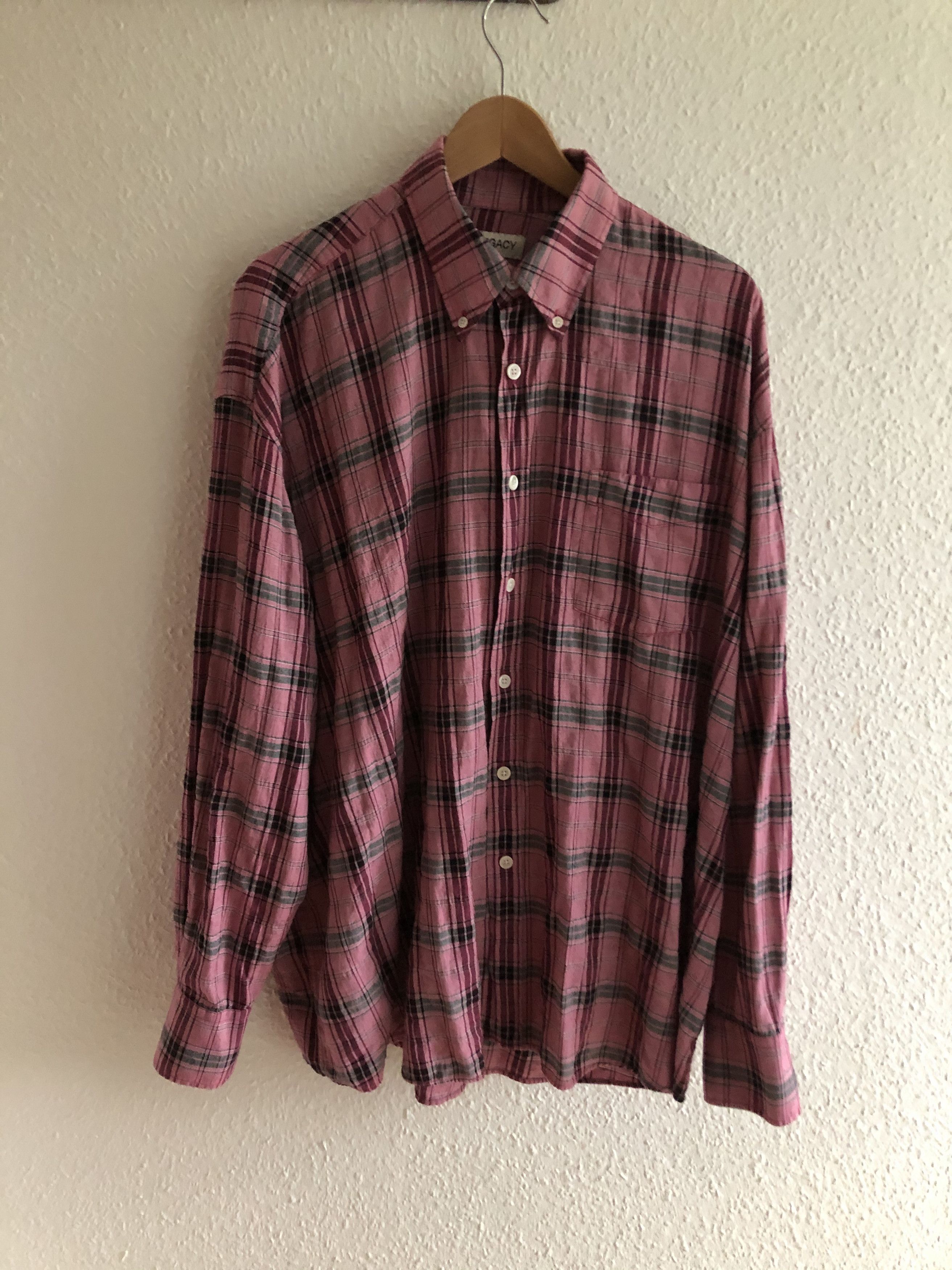 トップス our legacy BORROWED SHIRT 48 Our Legacy: Men's Borrowed Shirt (Black Sheer Shadow Check