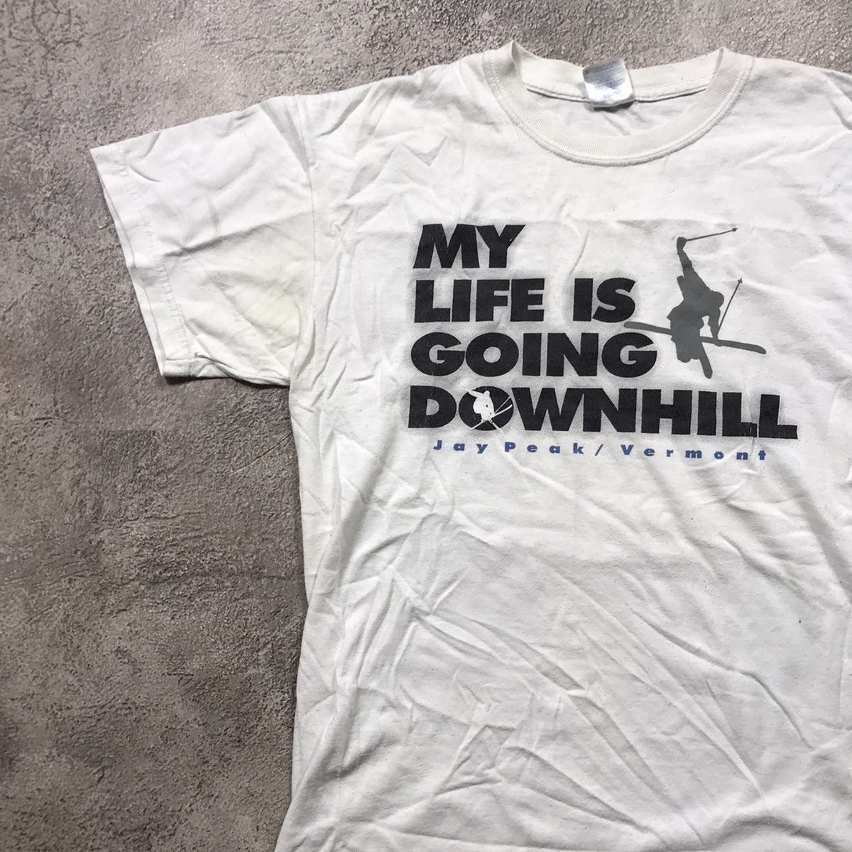 Vintage Vintage 90s Graphic Tee My Life Is Going Downhill Y2K Skate Size US S / EU 44-46 / 1 - 2 Thumbnail