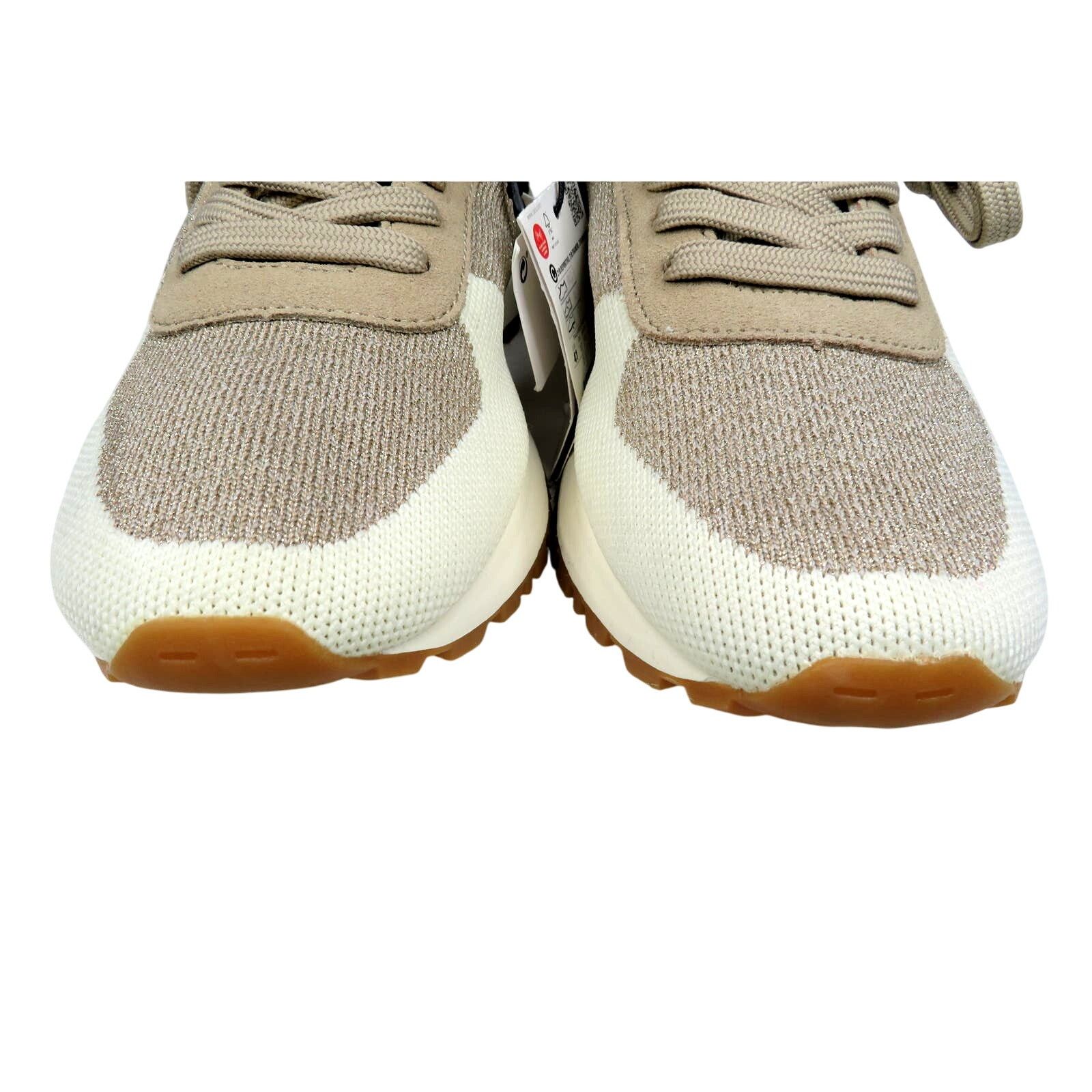 Zara ZARA Cream Sparkly Stretchable Fabric Lace Up Sneakers Size US 10 / IT 40 - 5 Thumbnail