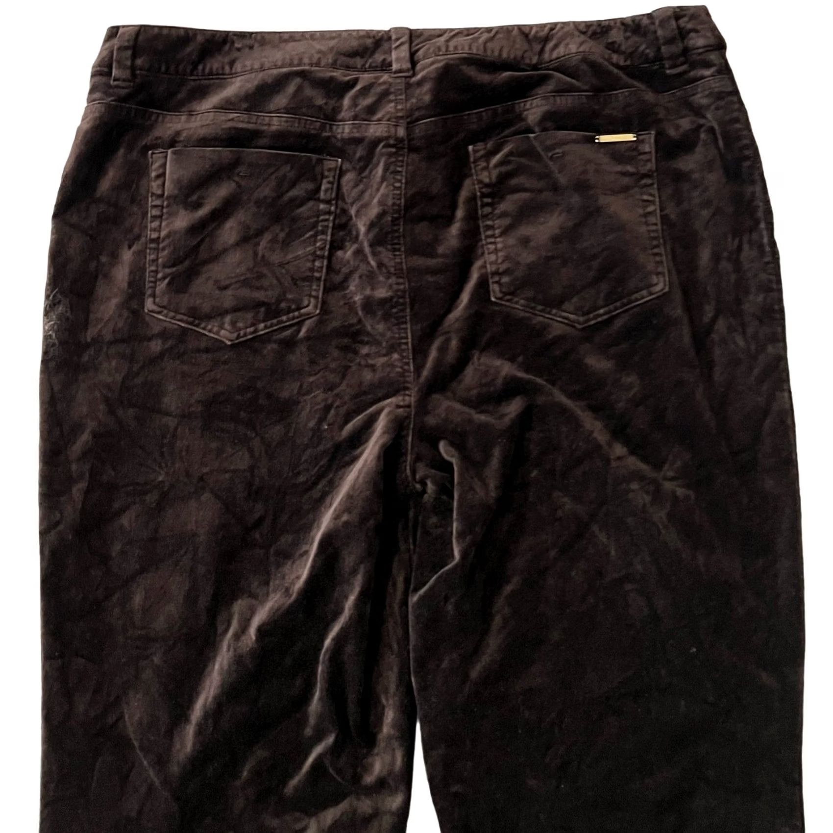 Vintage Chico’s Black Label Velvet Pants Straight Leg XS XL Women Pockets Brown Zipper Size 40" / US 18 - 4 Thumbnail