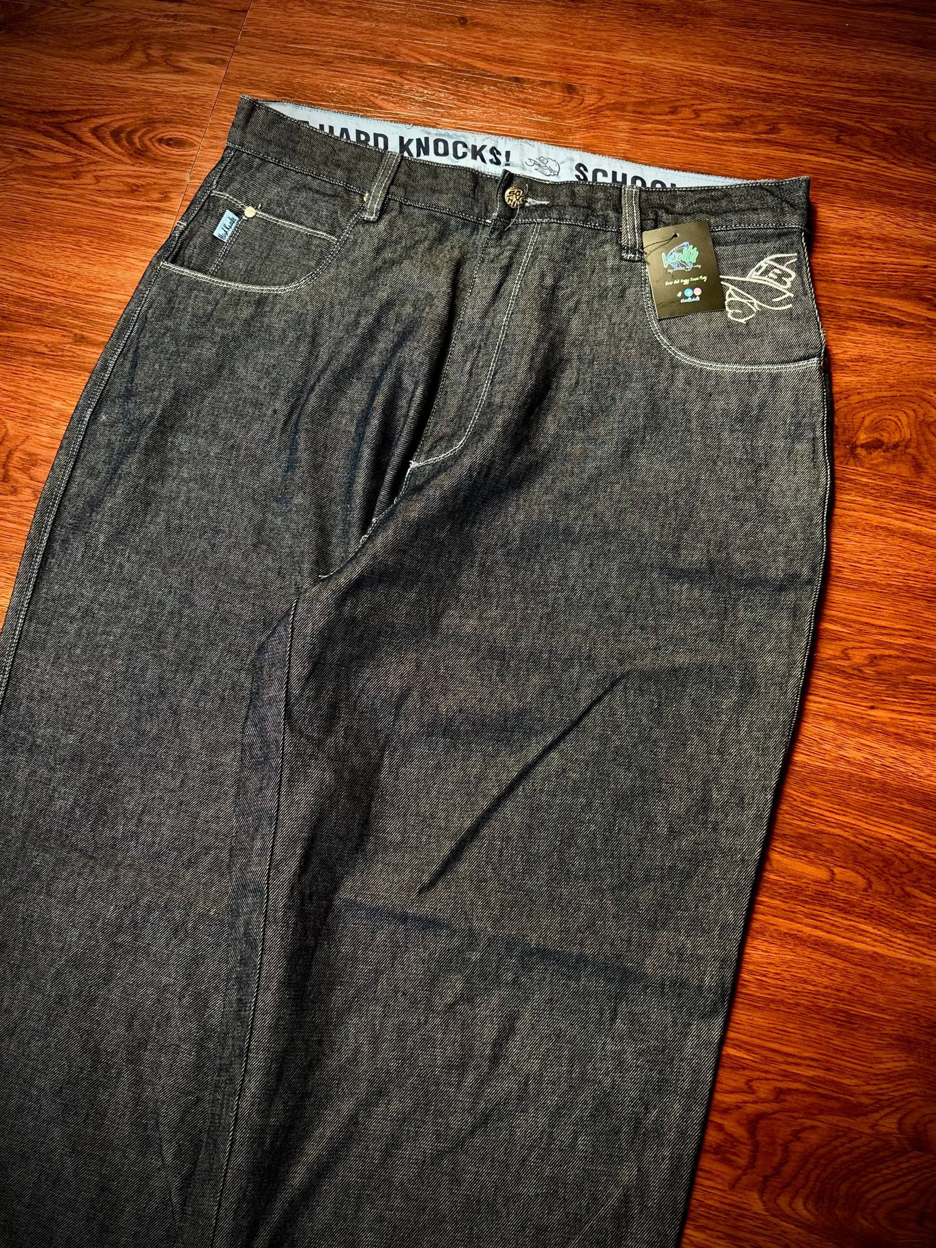 JNCO Vintage 00s SOHK Bulldogs Lace Back Hit Logo Denim Pants Size US 38 / EU 54 - 4 Thumbnail