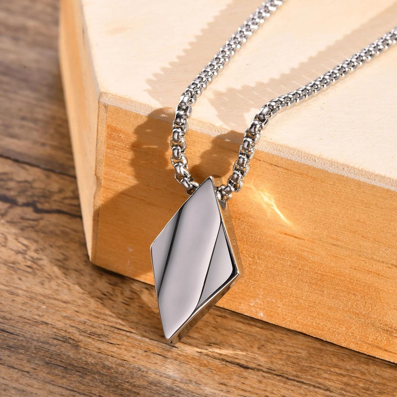 Vintage 2pcs Geometric Rhombus Necklace Size ONE SIZE - 4 Thumbnail
