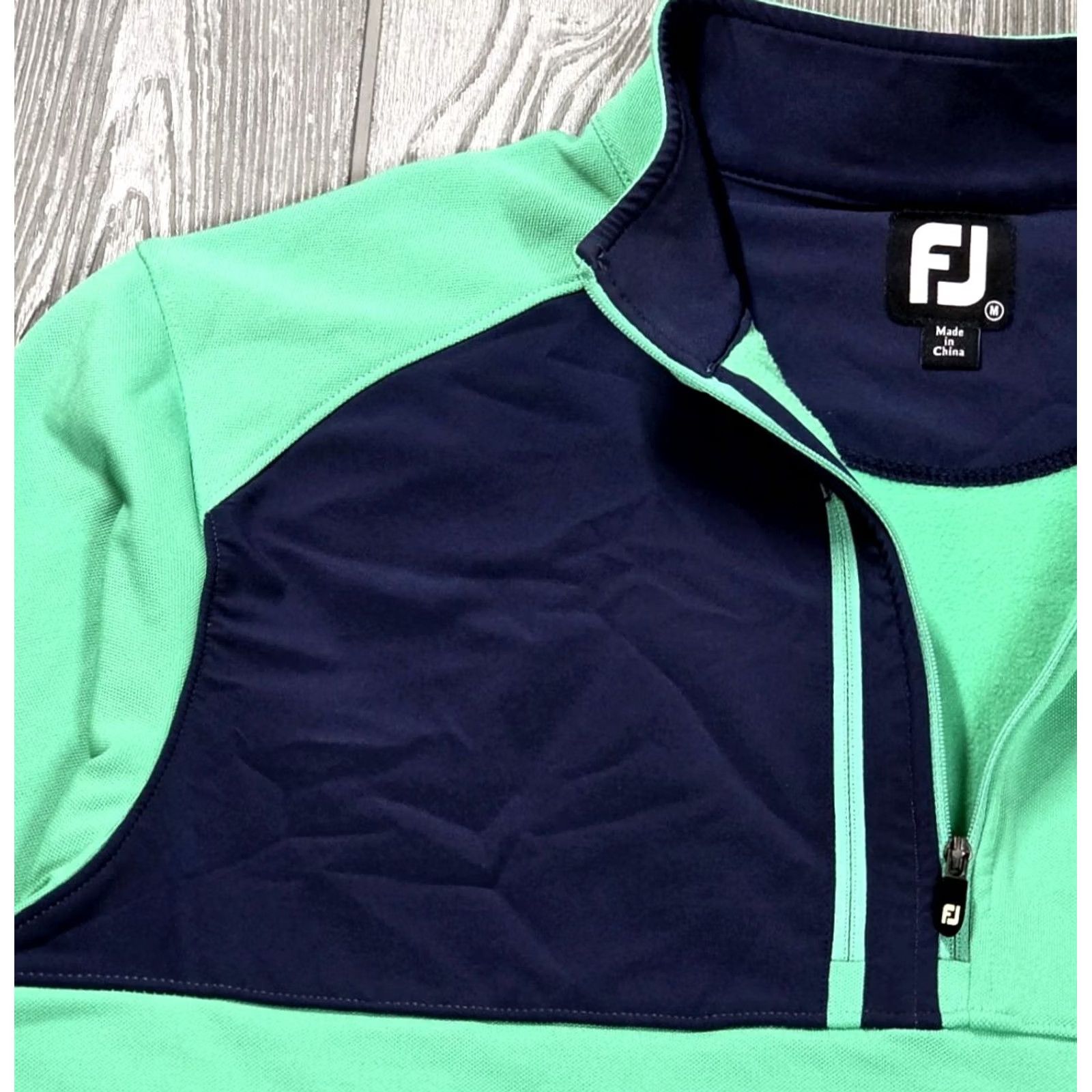 Footjoy FootJoy Pullover Mens M Green Blue Pique Sport Midlayer 1/4 Zip Salem Glen CC Size US M / EU 48-50 / 2 - 3 Thumbnail