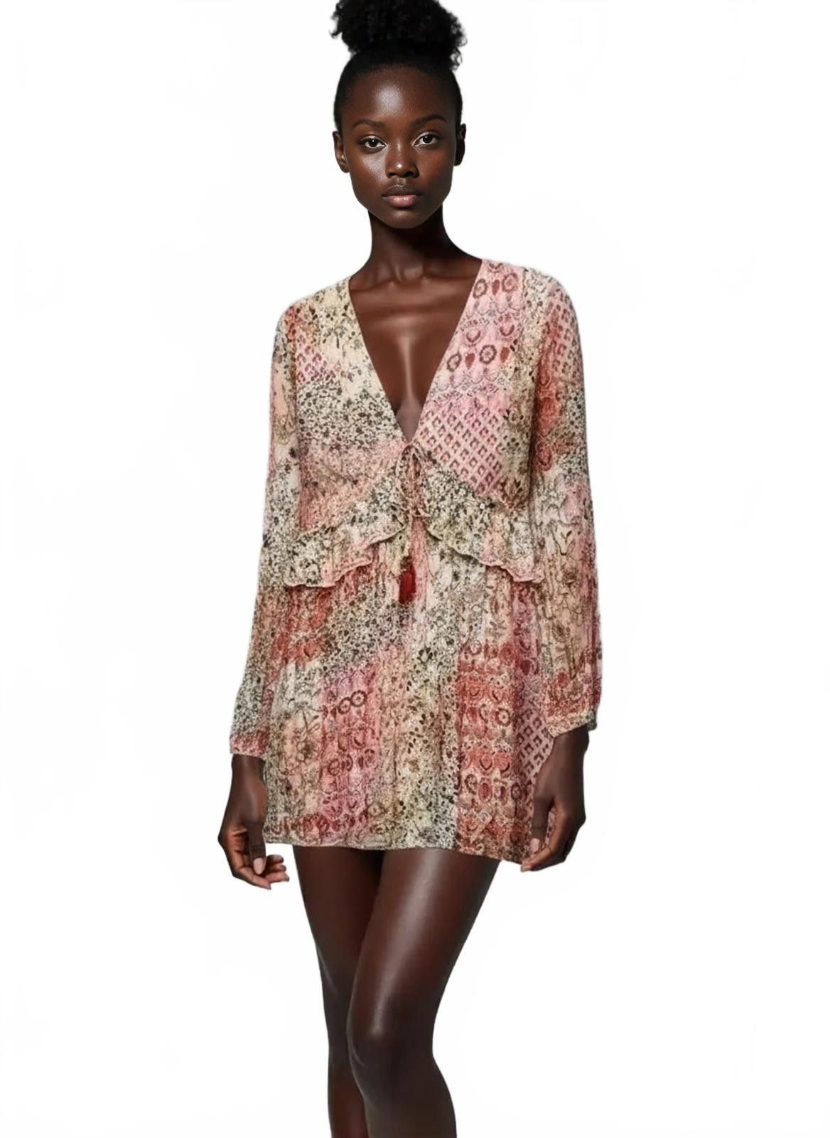 Zara ZARA PATCHWORK PRINT MINI DRESS Size S / US 4 / IT 40 - 2 Thumbnail