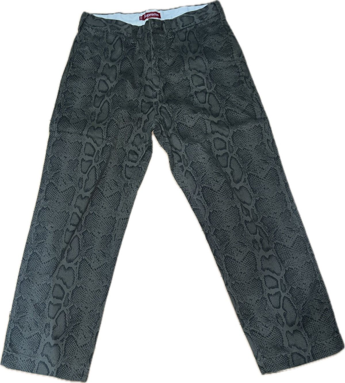 Supreme Snake Print Chino Pant - Olive - Size 32