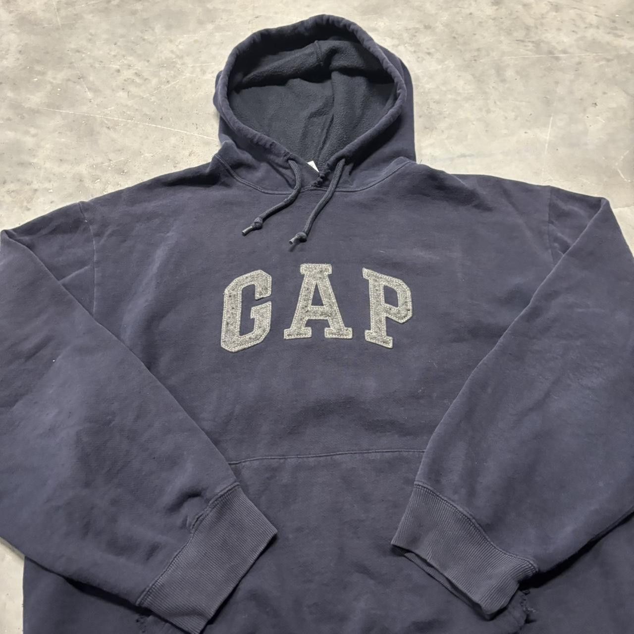 Gap × Vintage Crazy Vintage Y2K/2000s Faded Navy Blue Gap Boxy Hoodie! Size US XL / EU 56 / 4 - 5 Thumbnail