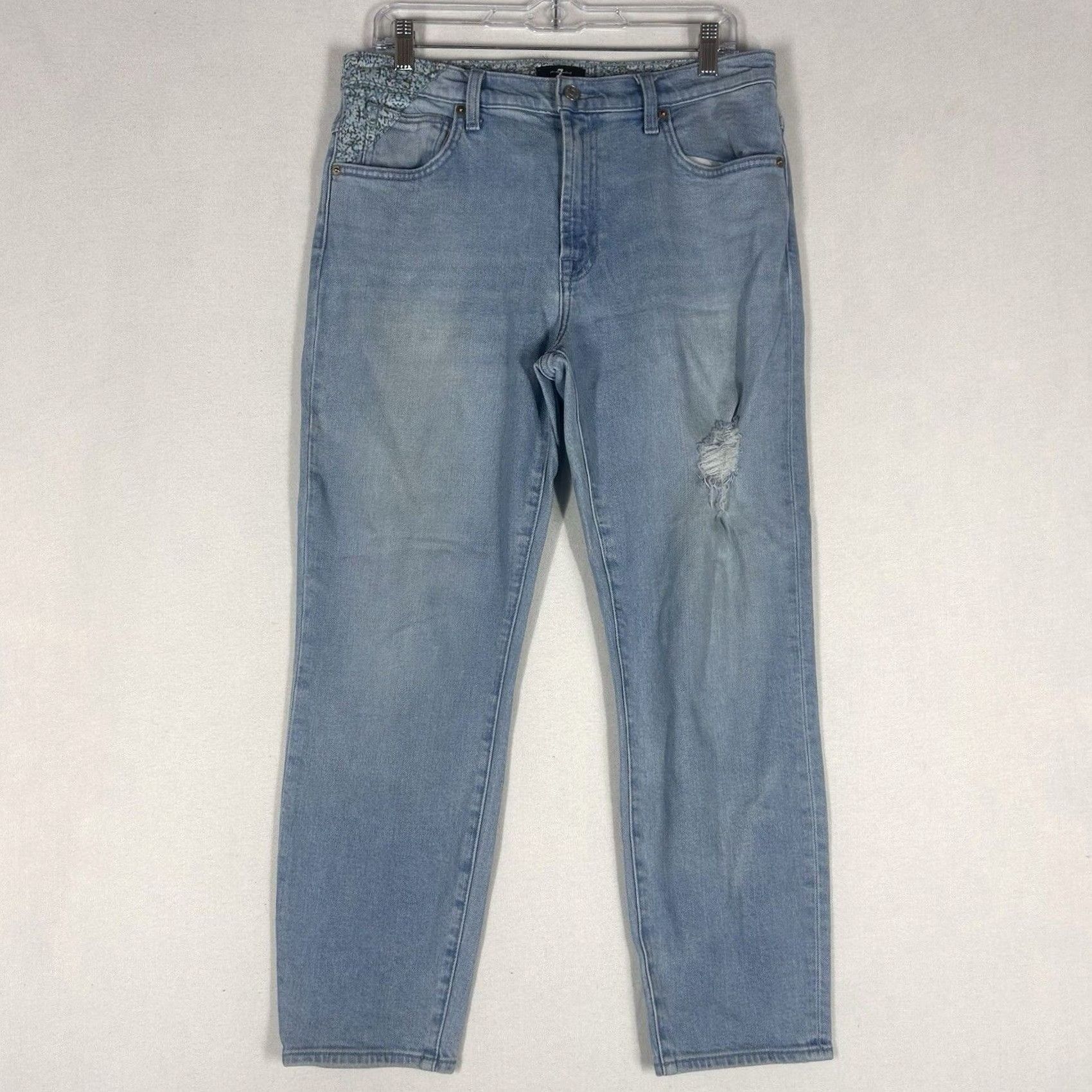7 For All Mankind 7 For All Mankind Peggi Jeans Womens 31 Ankle Light Wash High Rise Slim Denim Size 24" / US 00 / IT 34 - 2 Thumbnail
