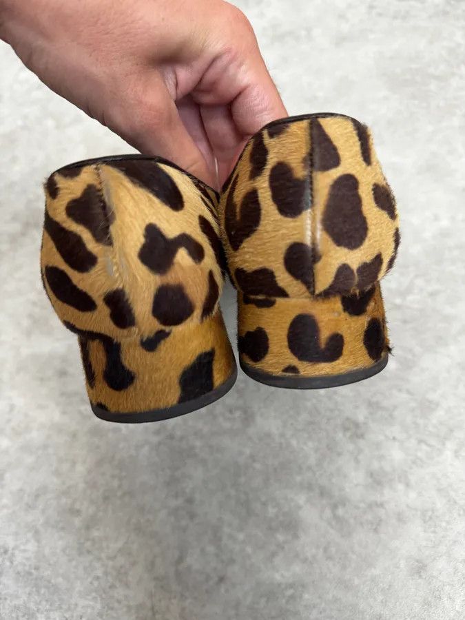 Prada 1990s Prada Leopard Block Heel Pony Hair Loafers Size US 6 / IT 36 - 7 Thumbnail