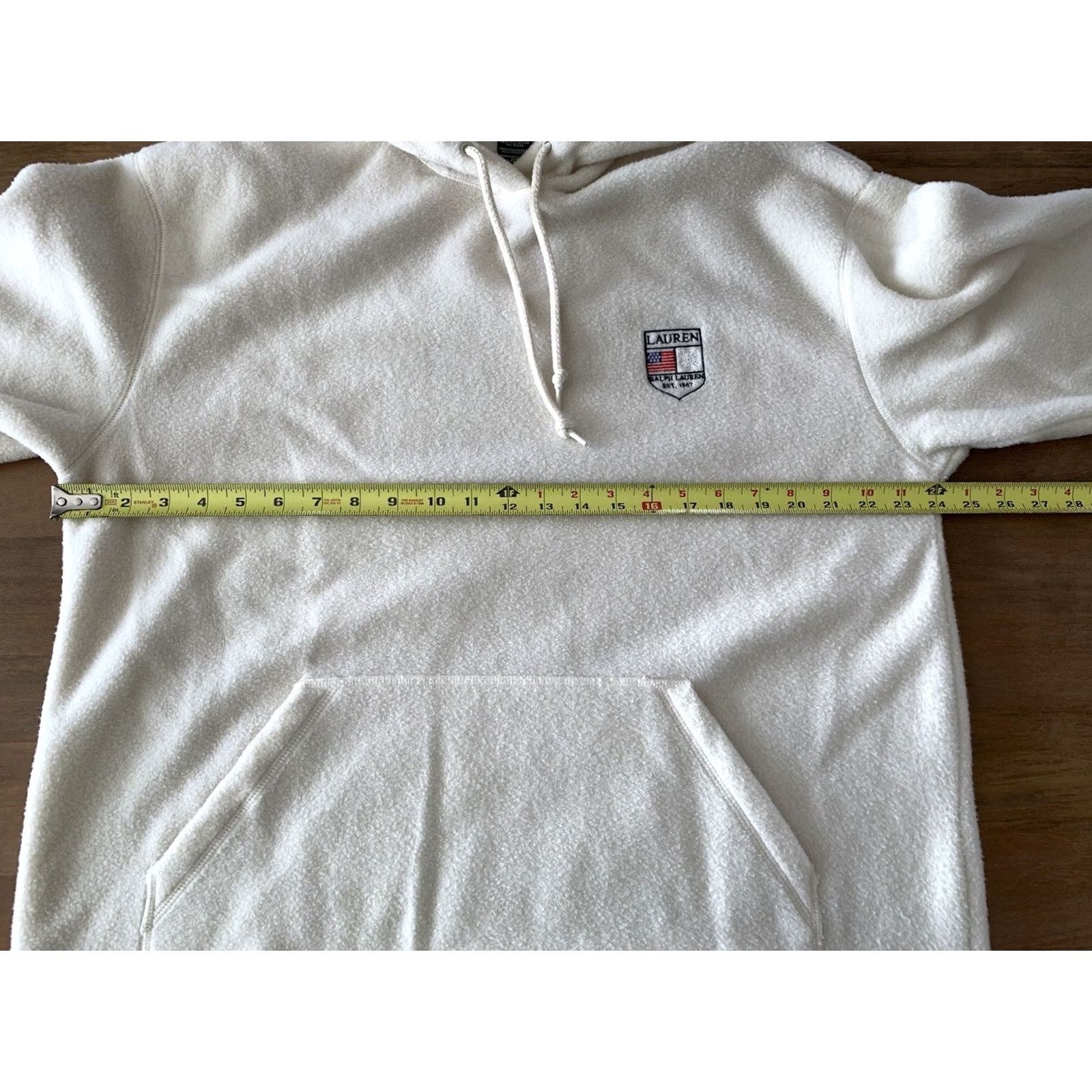 Ralph Lauren VINTAGE Ralph Lauren Pile Fleece Hoodie Pullover Size M Ivory Logo Embroidered Men Hoodie 90s USA Size US M / EU 48-50 / 2 - 6 Thumbnail