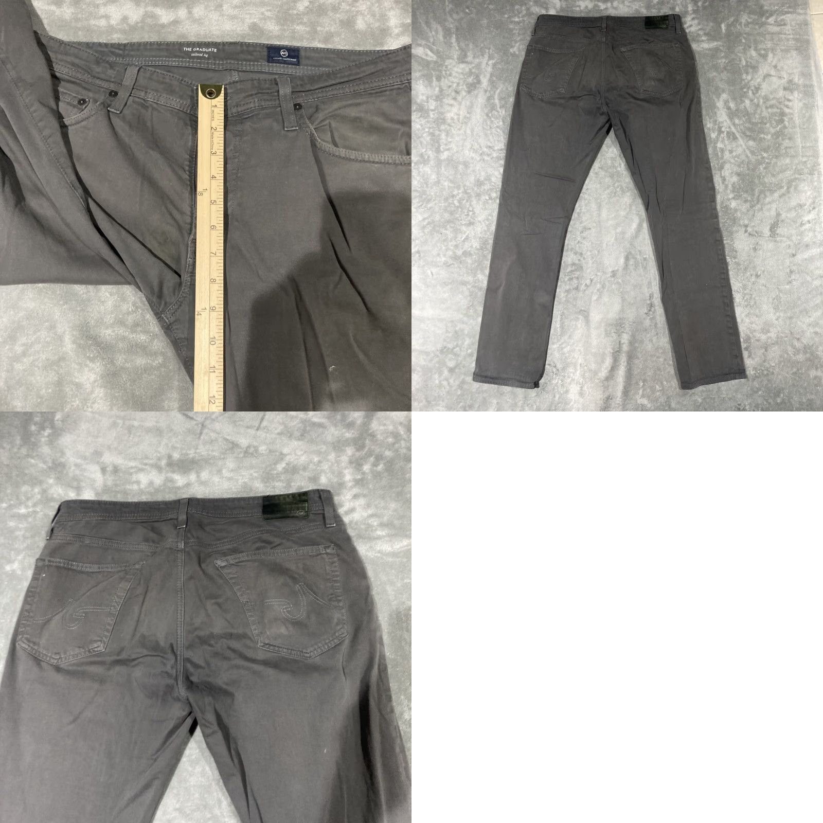 Vintage AG Adriano Goldschmied Pants Gray The Graduate Tailored Leg Stretch Men 34x33 34x34 Straight Khakis Pockets Casual Vintage No Size US 34 / EU 50 - 8 Thumbnail