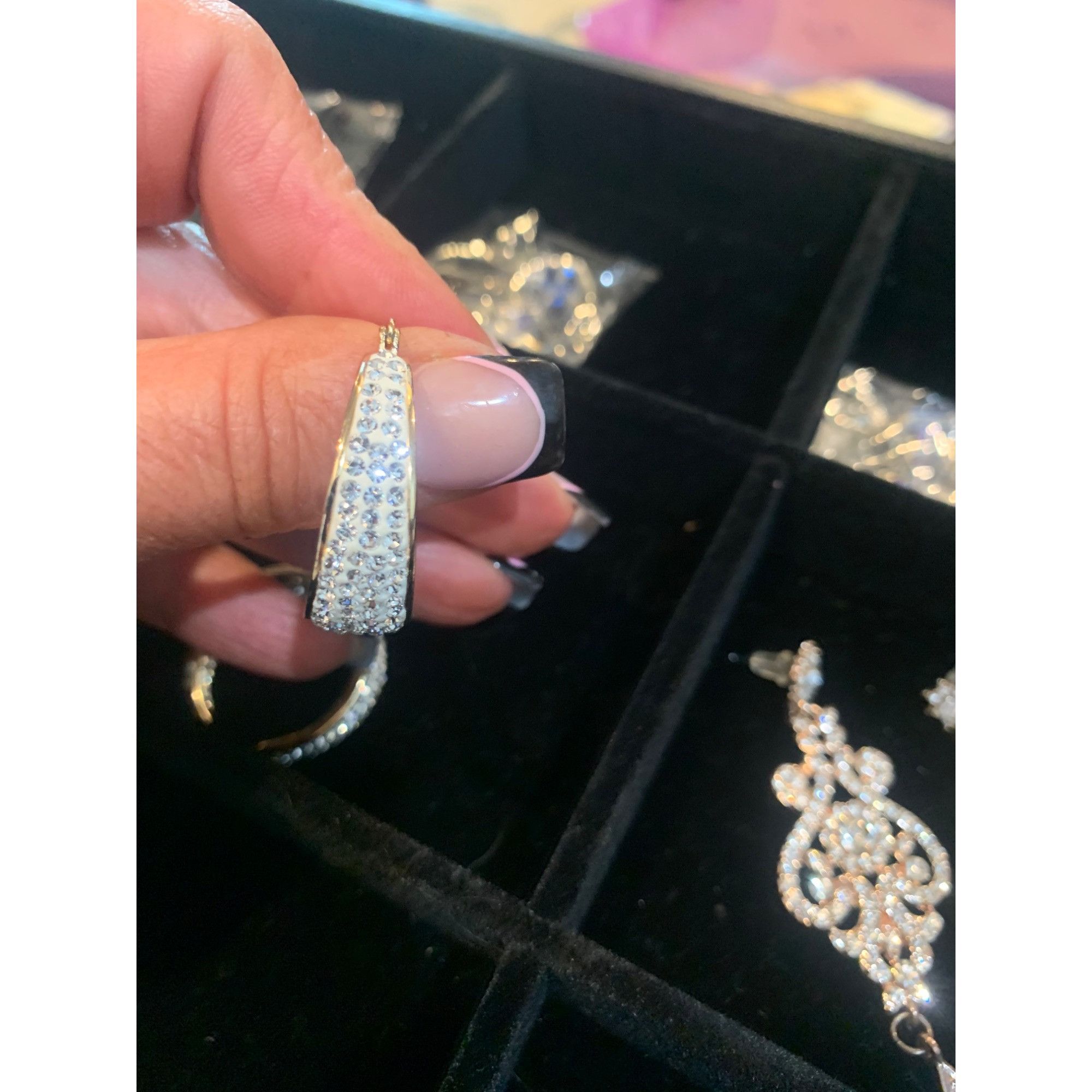 Other Gold-Tone Hoop Earrings With Clear Rhinestones & Clip Closur Size ONE SIZE - 1 Thumbnail