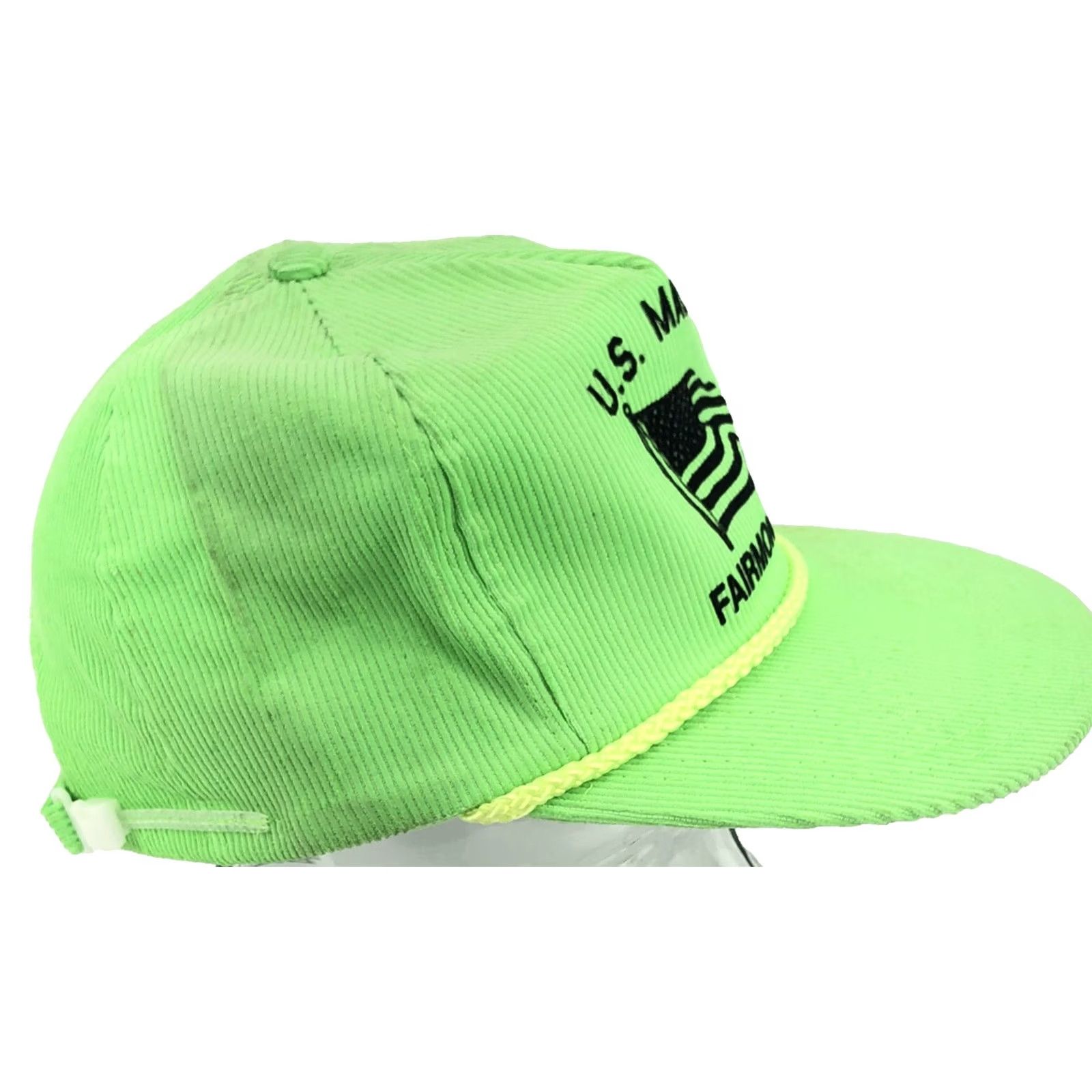 Roper VINTAGE Corduroy Trucker Hat Cap Green Strap Back Rope American US Flag Cord 90s Hat Mens Adjustable Cotton Size ONE SIZE - 5 Thumbnail