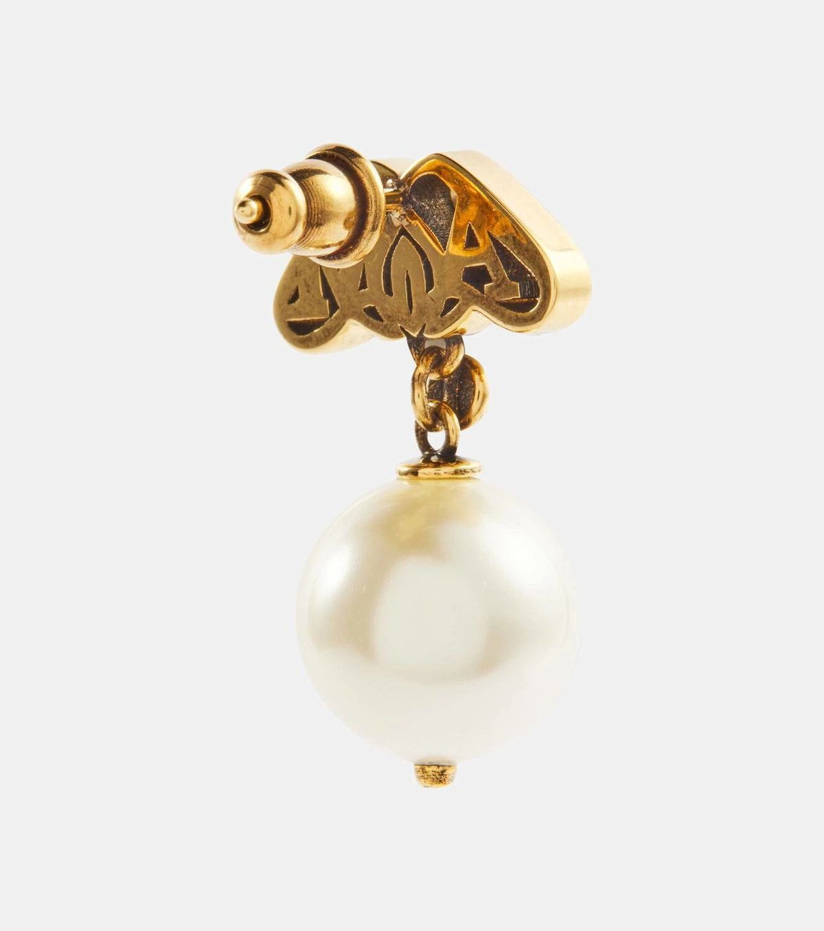 Alexander McQueen ALEXANDER MCQUEEN Seal faux pearl & metal logo drop earrings Size ONE SIZE - 3 Thumbnail