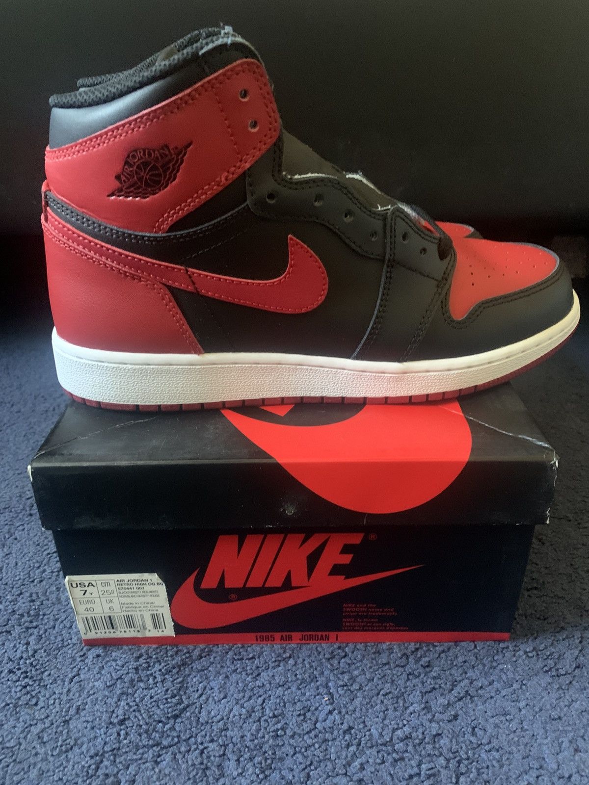 Jordan Brand Jordan 1 Bred GS 2016 Size US 7 / EU 40 - 1 Thumbnail