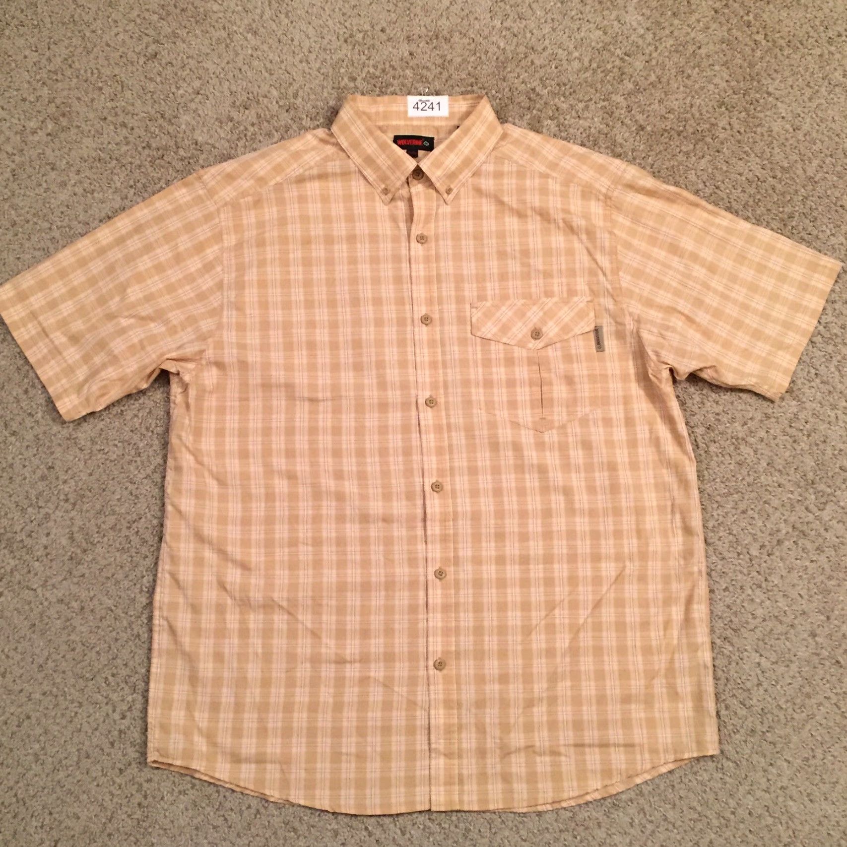 Vintage Wolverine Shirt Mens XL Beige Plaid Short Sleeve Button Up Size US XL / EU 56 / 4 - 2 Thumbnail