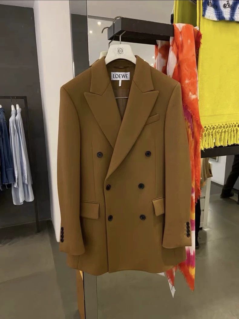 LOEWE Caramel brown men's woolen overcoat
