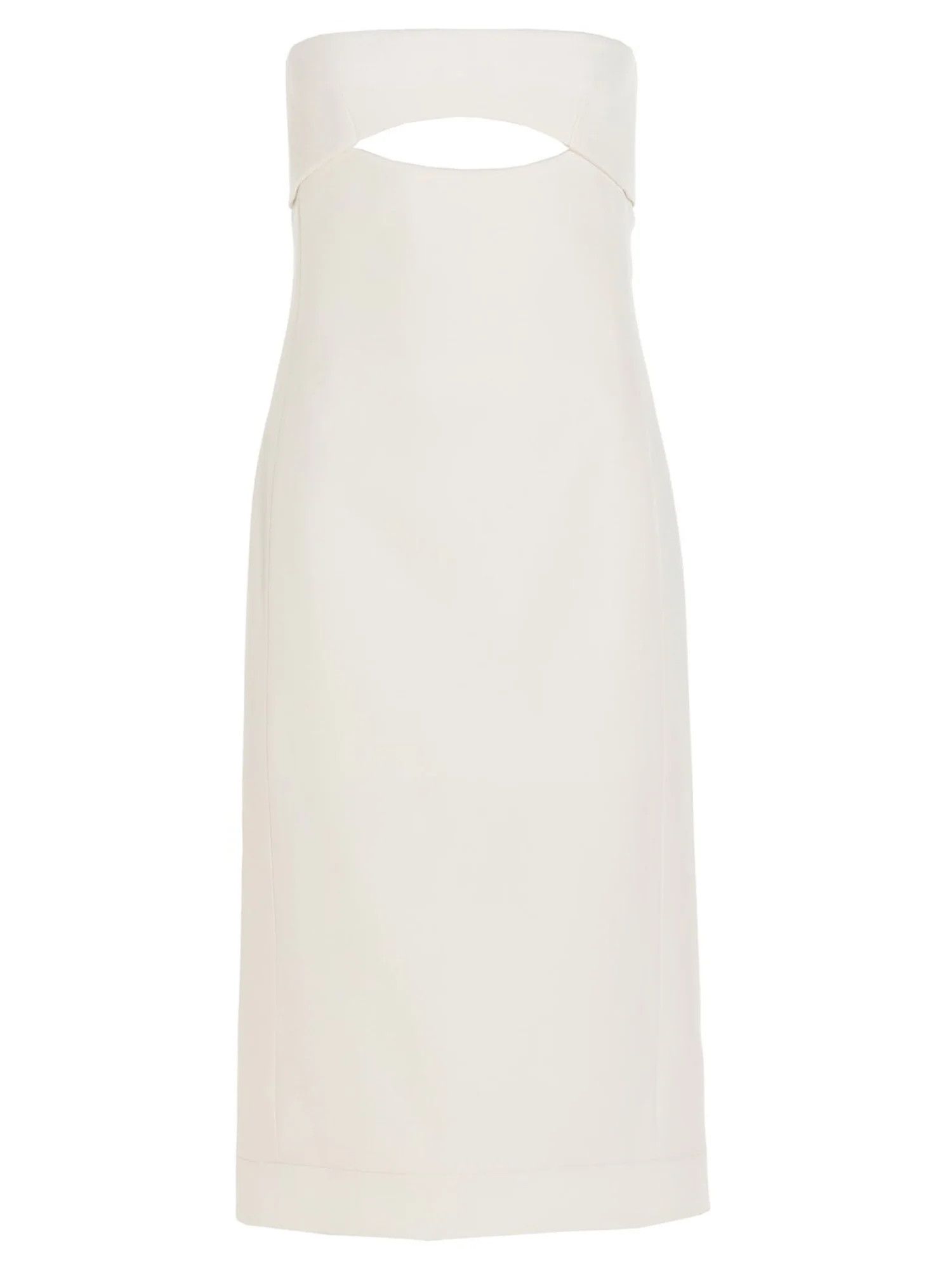 Saint Laurent Paris o1s1wg111024 Cut-Out Midi Dress in Satin Crepe in White Size XS / US 0-2 / IT 36-38 - 1 Thumbnail