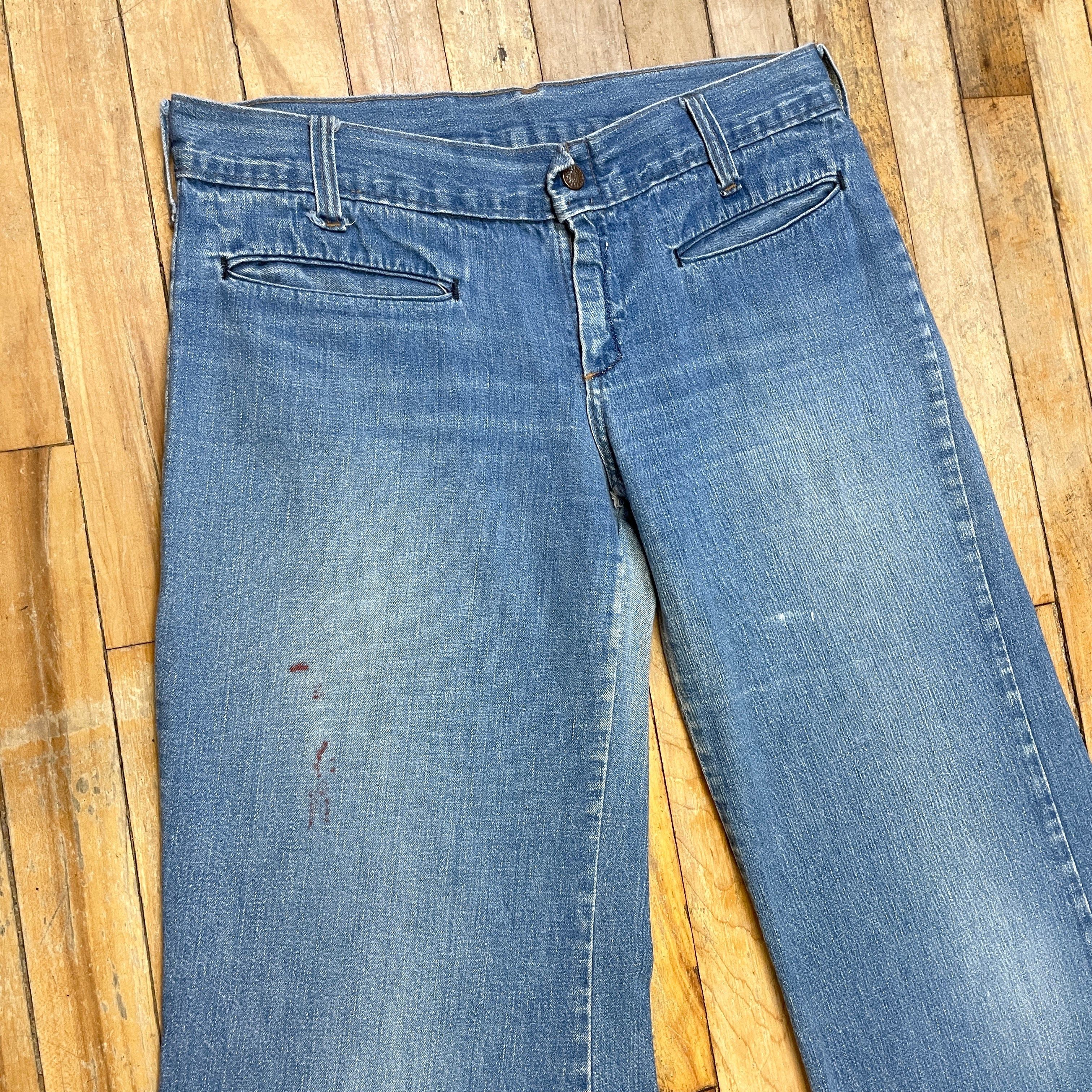 Other 60s Bleach Bum Vintage Denim Low Rise Bellbottoms Size US 33 - 6 Thumbnail