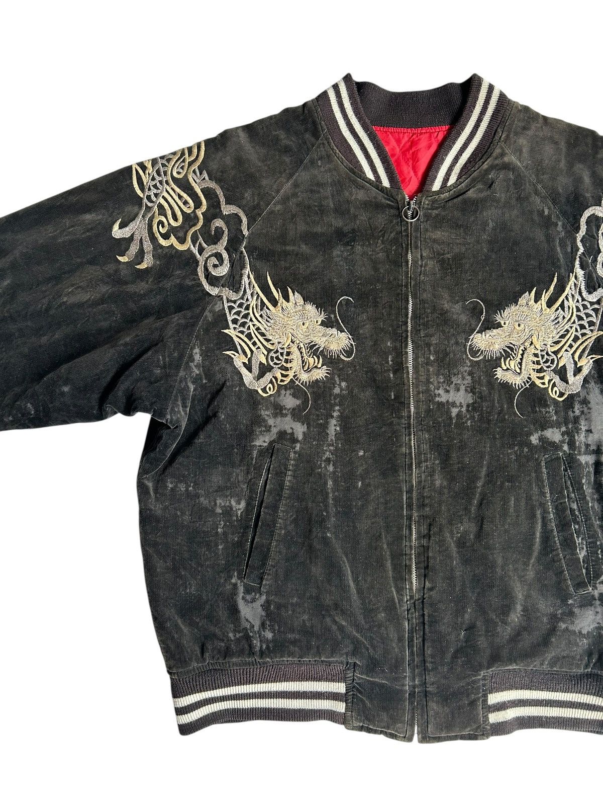 Japanese Brand THRASHED Vintage Sukajan Embroidery Sunfaded Jacket Size US XL / EU 56 / 4 - 6 Thumbnail
