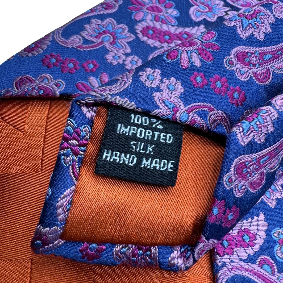 Ben Sherman Silk Tie, Blue & Pink, Made in Italy, Like New