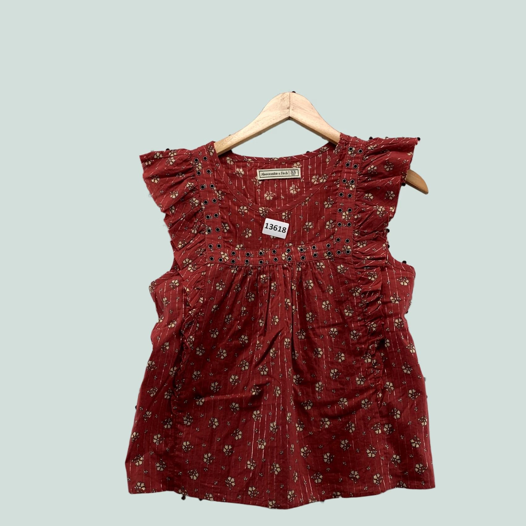 Abercrombie & Fitch Abercrombie & Fitch Floral Ruffle Top WOmens XS Auburn Silver Metallic Size XS / US 0-2 / IT 36-38 - 1 Thumbnail