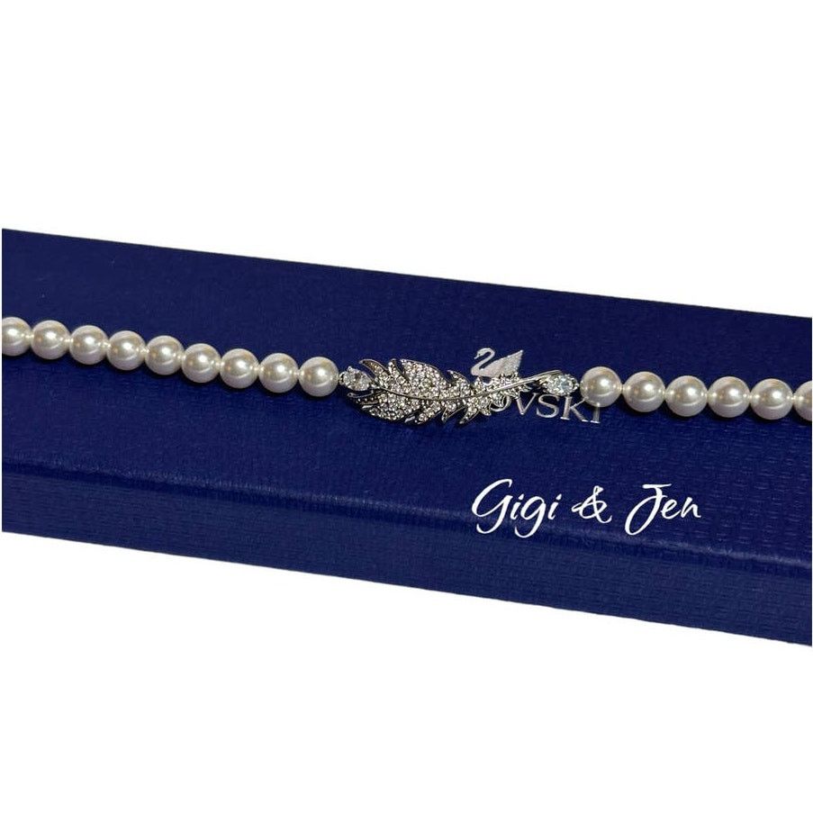 Swarovski Swarovski Nice Pearl Feather Bracelet White, Rhodium plated Size ONE SIZE - 8 Thumbnail