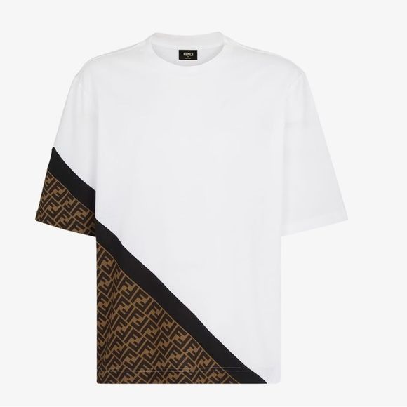 image of Fendi White Jersey T-Shirt, Men's (Size Small)