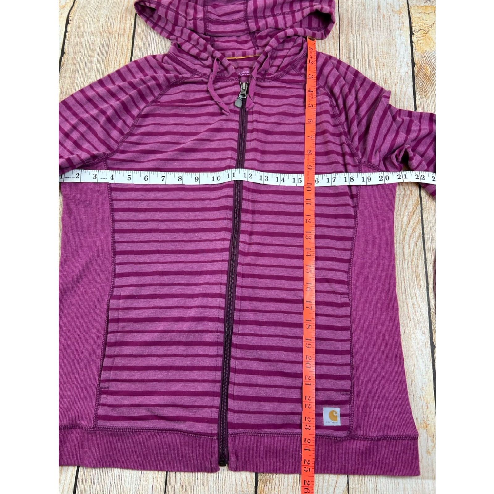 Carhartt VINTAGE Carhartt Hoodie Full Zip Women L Purple Striped Hooded Pockets Activewear for Women Size L / US 10 / IT 46 - 3 Thumbnail