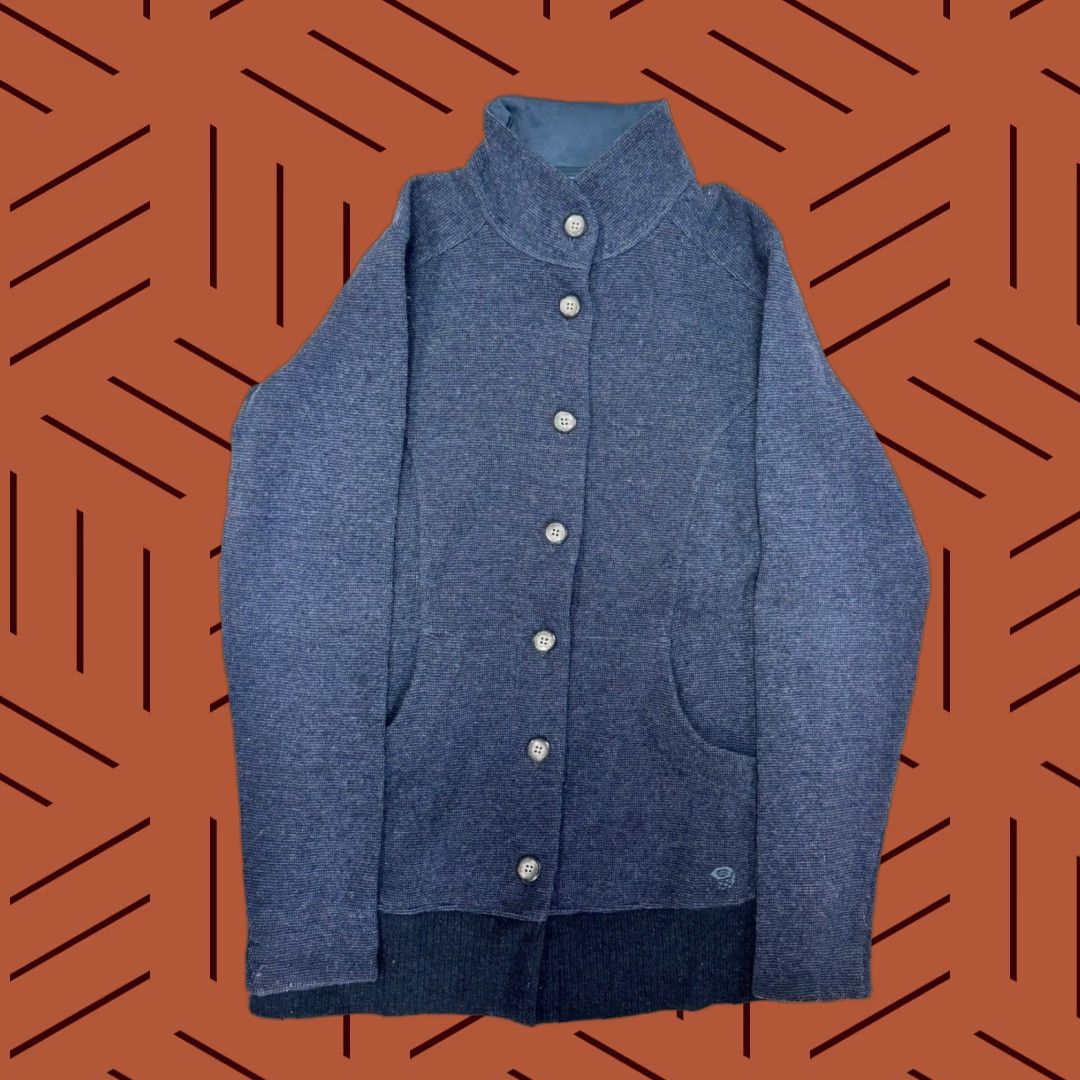 Prana VINTAGE Mountain Hardwear Sweater Women Small Blue Wool Blend Button Knit Size S / US 4 / IT 40 - 1 Thumbnail
