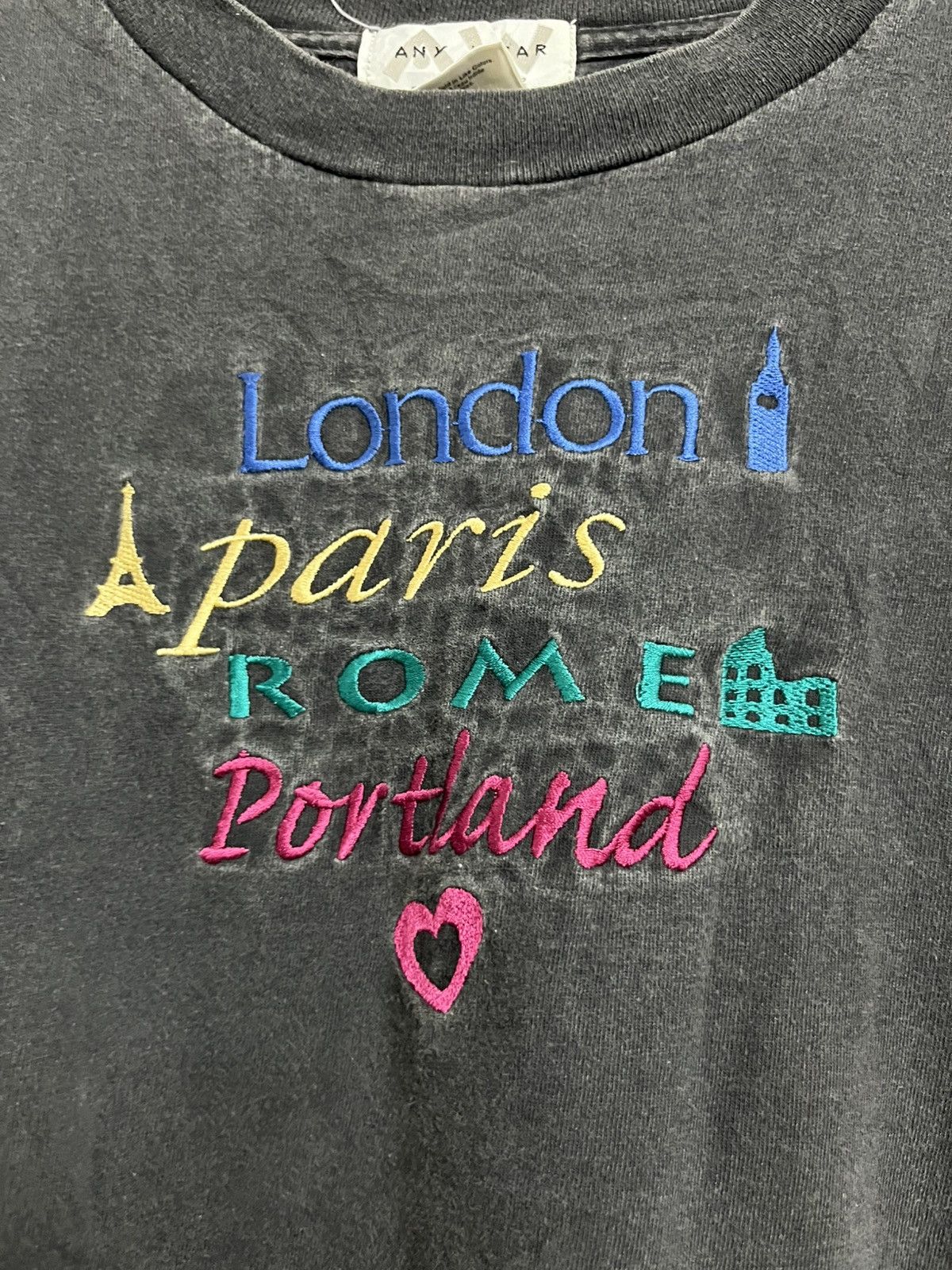 Vintage 💥Sunfaded Travel Portland Paris London Embroidered Size US L / EU 52-54 / 3 - 5 Thumbnail