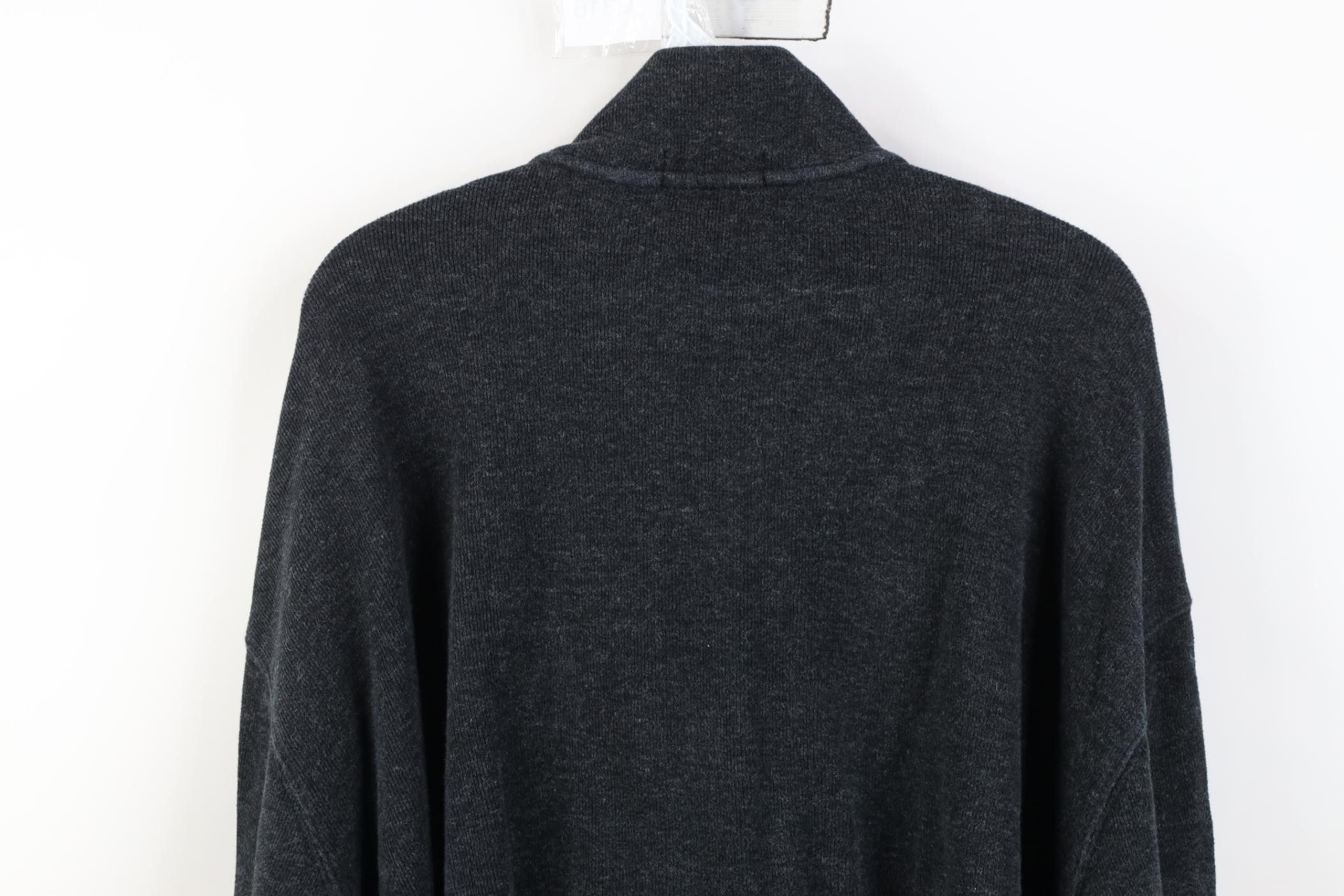 Polo Ralph Lauren Vintage Ralph Lauren Ribbed Knit 1/4 Zip Sweater Dark Gray Size US XXL / EU 58 / 5 - 11 Thumbnail