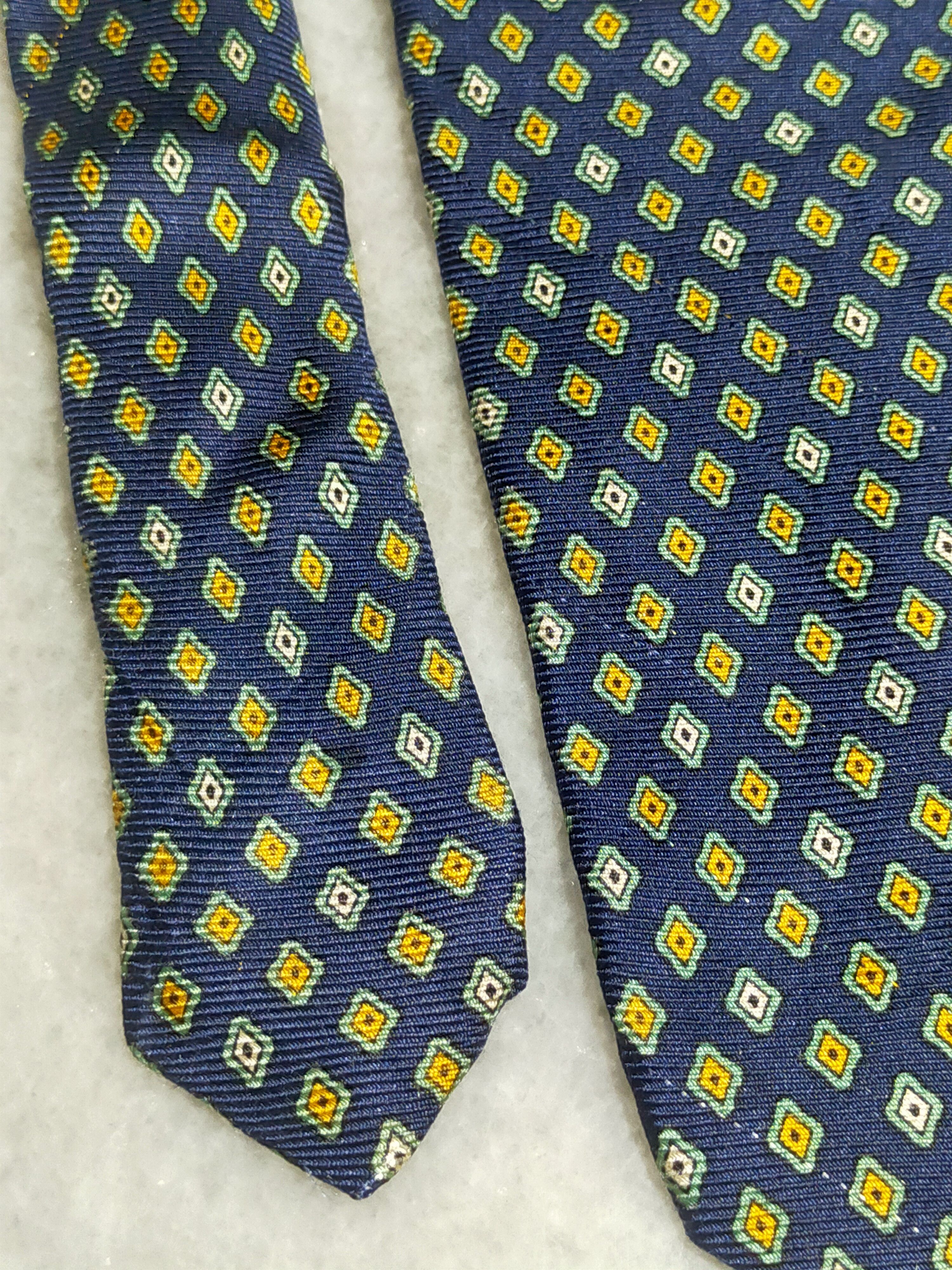 Burberry × Vintage BURBERRYS VINTAGE YELLOW DIAMOND PATTERN SILK TIE Size ONE SIZE - 4 Thumbnail