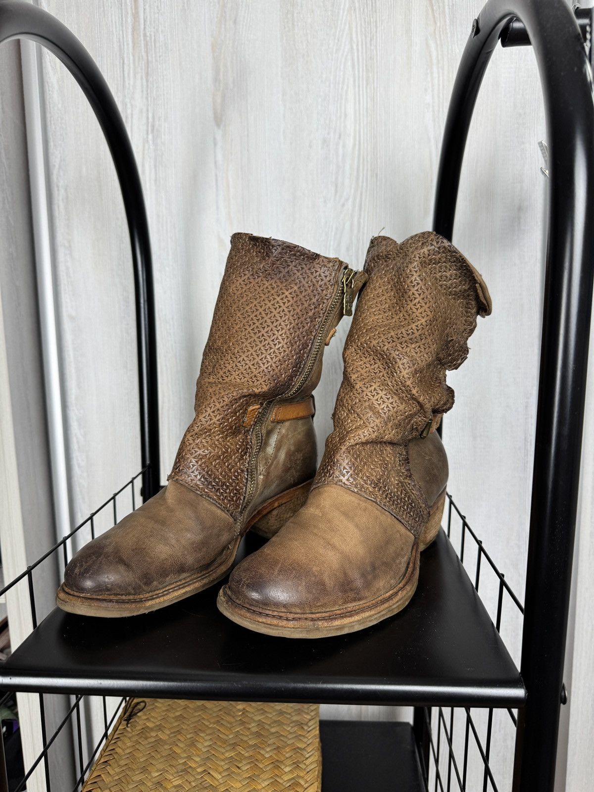 A.S.98 Airstep AS98 Brown Leather Boho Biker Ankle Distressed Boots Size US 7 / IT 37 - 9 Thumbnail