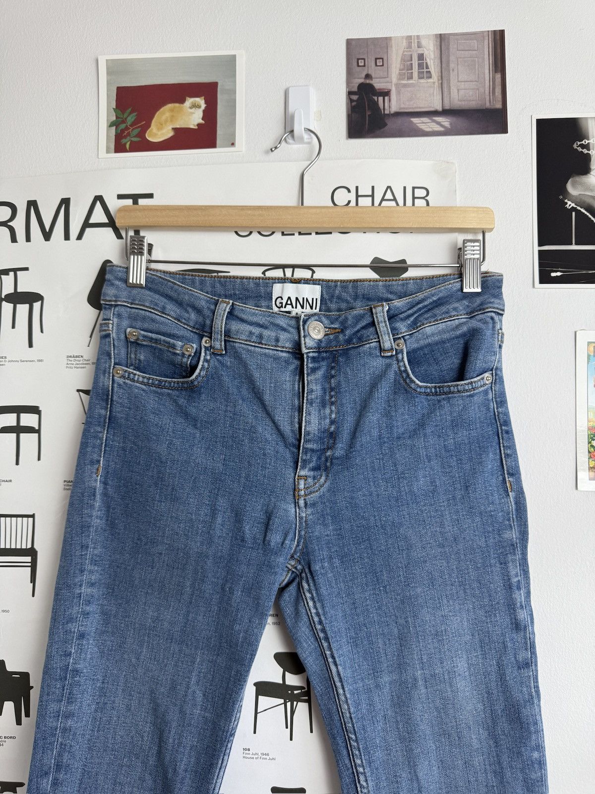 Ganni Ganni back logo slim fit denim pants 28x32 designer luxury Size 28" / US 6 / IT 42 - 3 Thumbnail