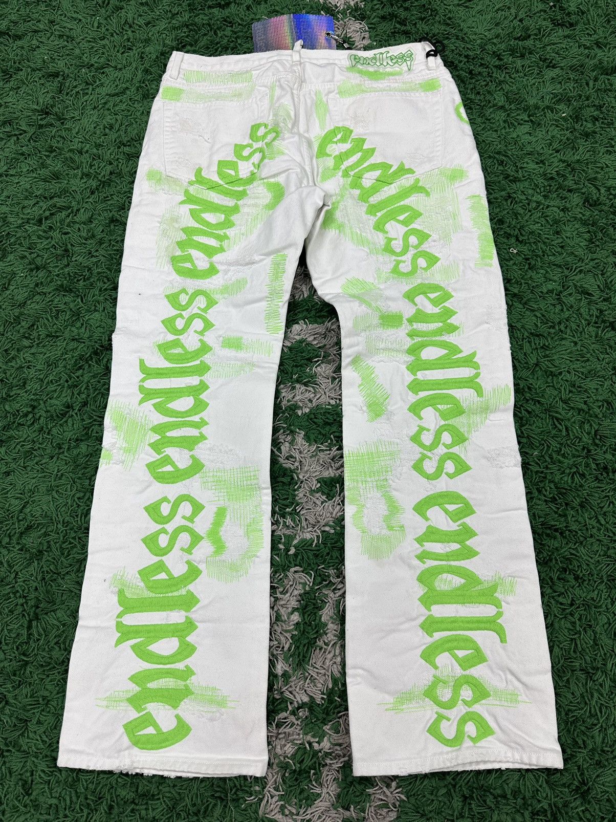 image of Endless Denim White Green Jeans 38, Men's