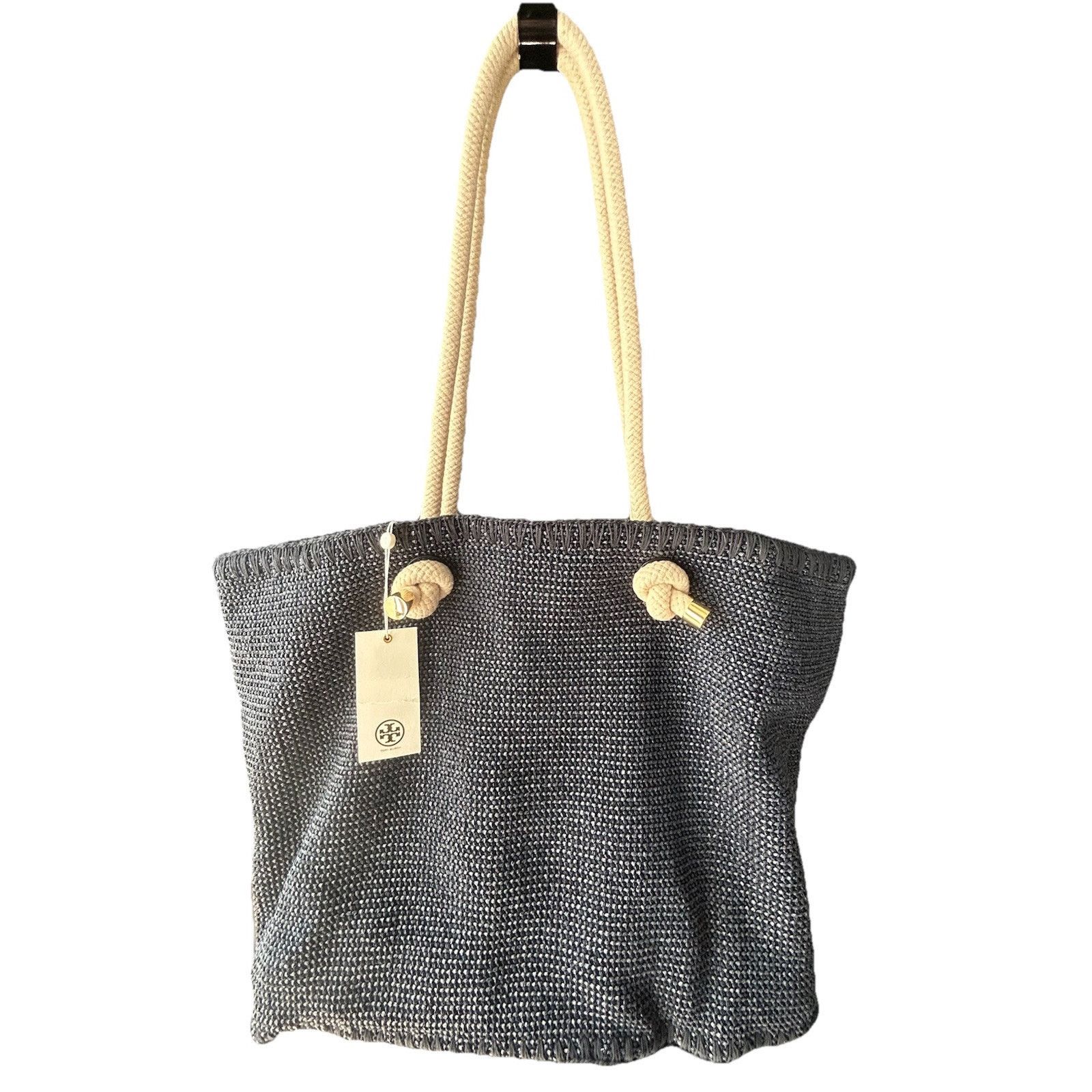 Tory Burch NWT Tory Burch Knotted Whale Tote Navy Blue Handbag Bag Rare Size ONE SIZE - 7 Thumbnail