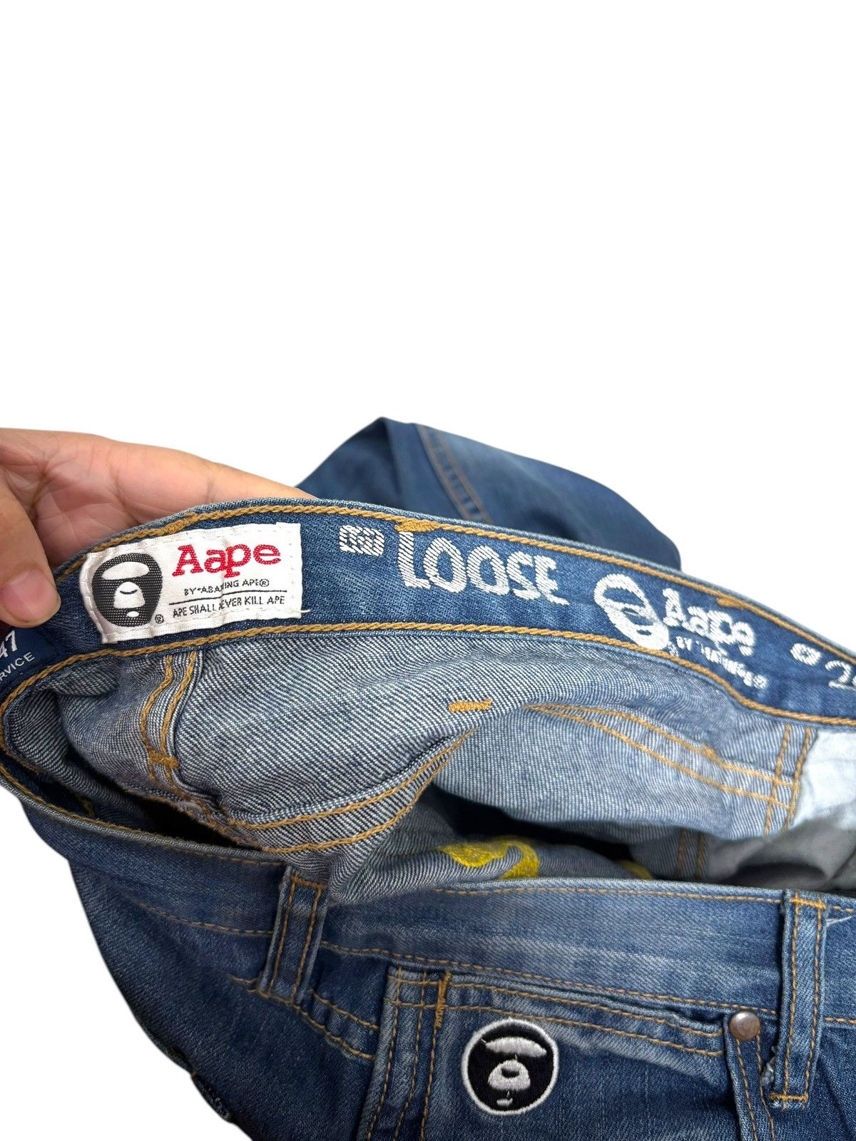 Aape × Bape × Wrangler Rare Aape Bape x Wrangler Loose Denim Jeans Size US 30 / EU 46 - 11 Thumbnail
