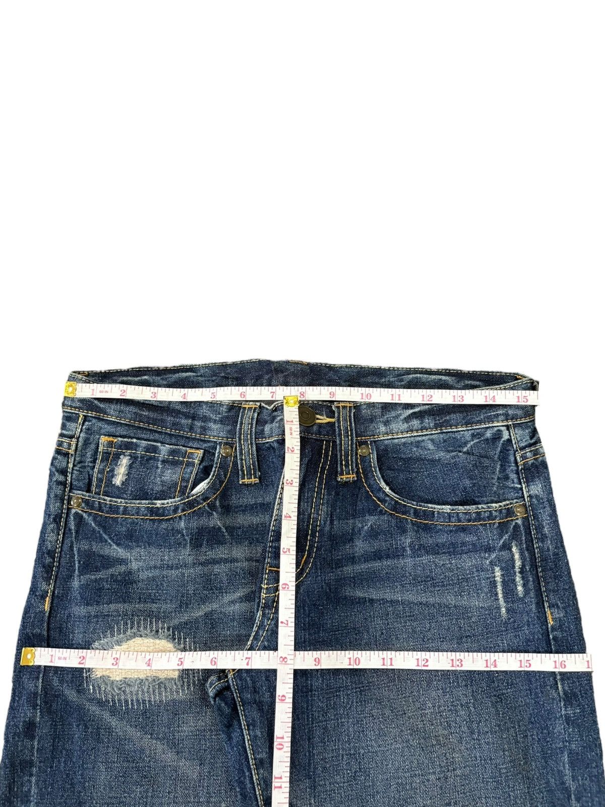 Dsquared2 Vintage Japanese Brand Blue Wash Distressed Sashiko Jeans Size 31" - 7 Thumbnail