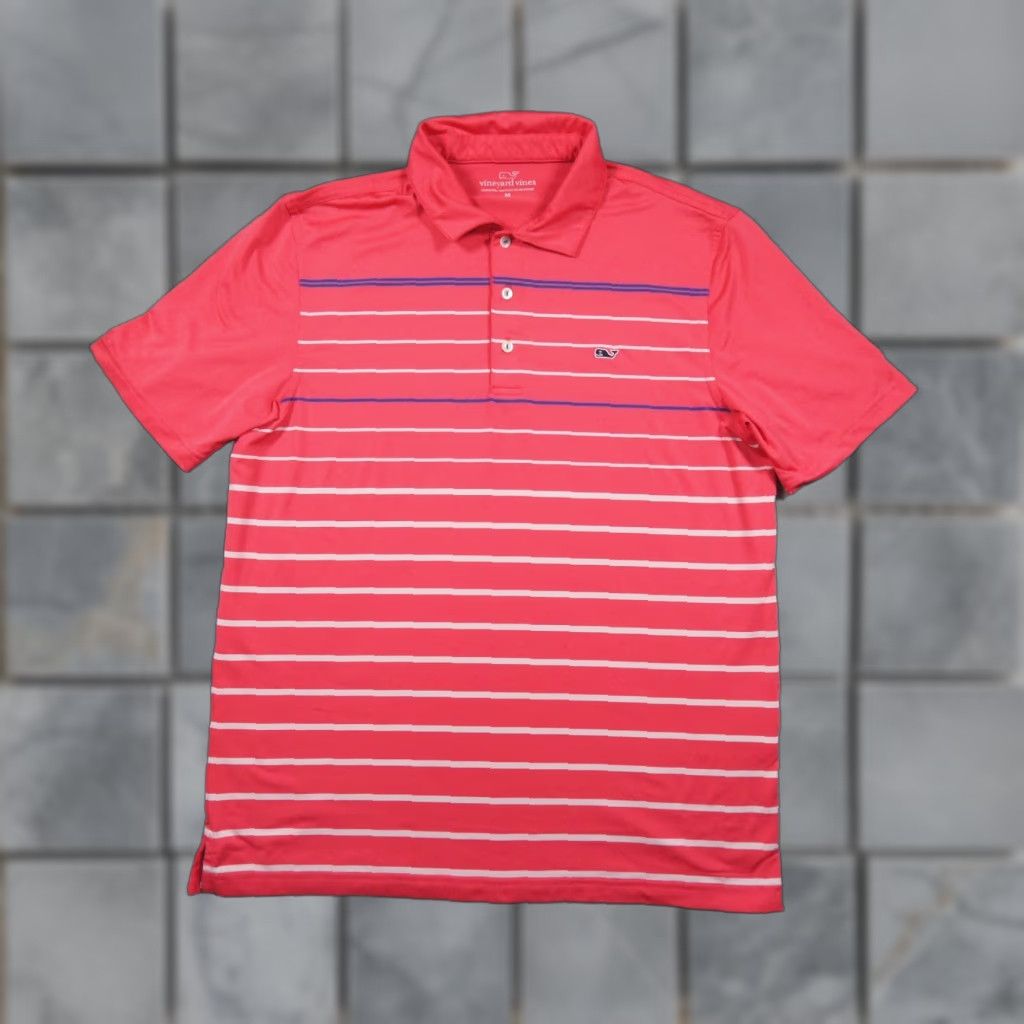 Vineyard Vines VINTAGE Vineyard Vines Polo Shirt Mens Medium Pink Short Sleeve Striped Collared Preppy Mens Size US M / EU 48-50 / 2 - 1 Thumbnail